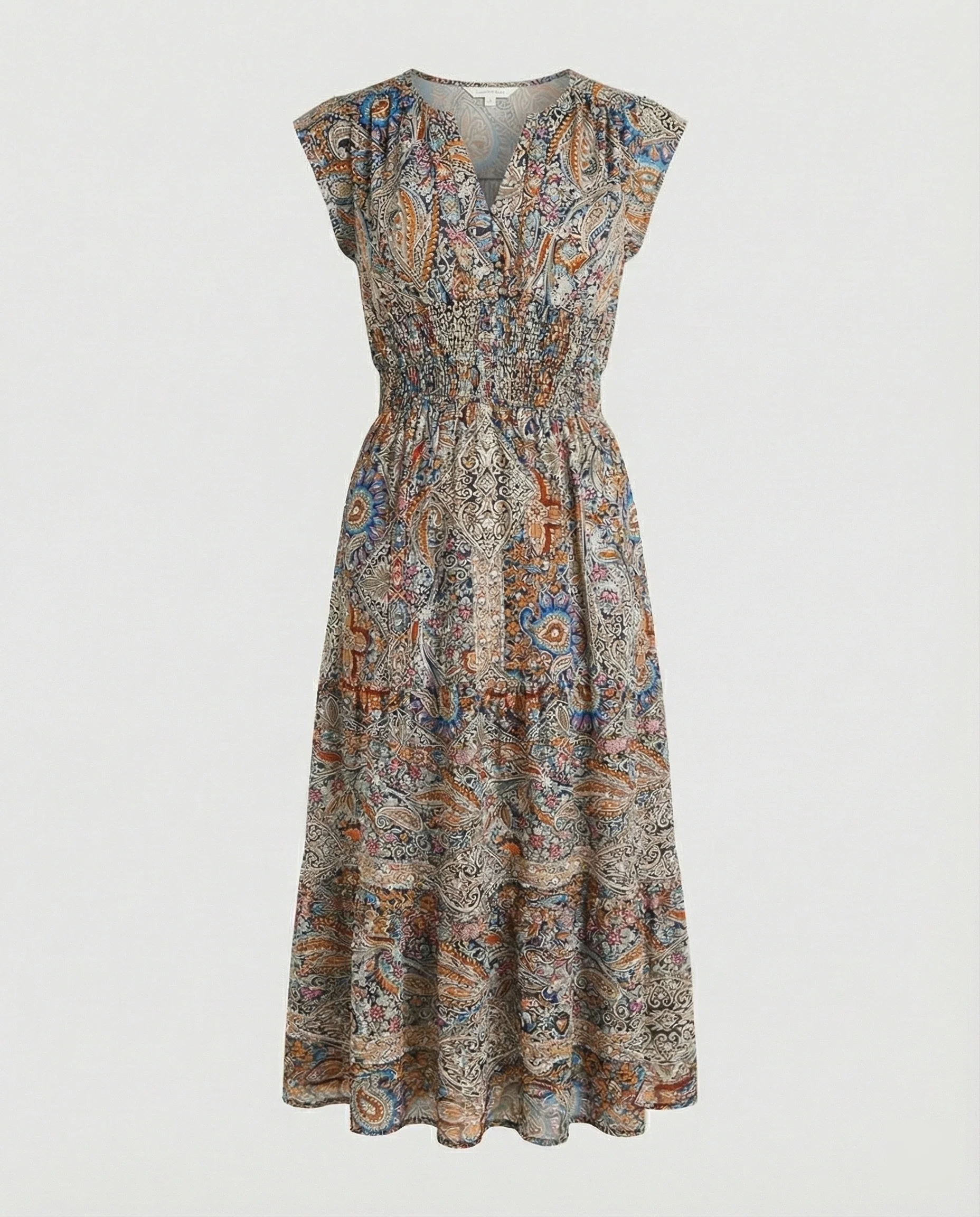 Boho Maxikleid Sommer mit Smok Taille - Image 5