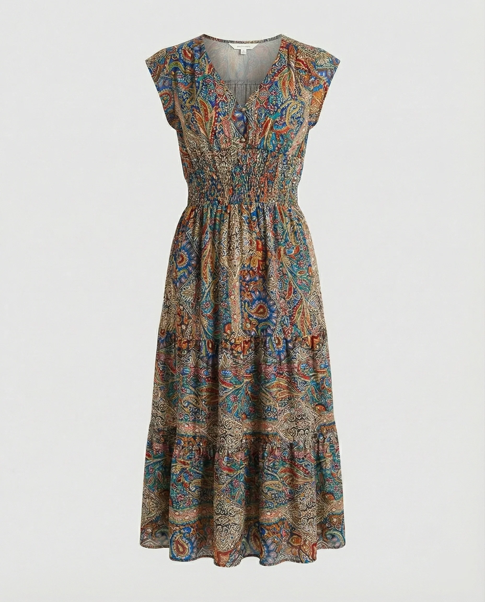 Boho Maxikleid Sommer mit Smok Taille - Image 7