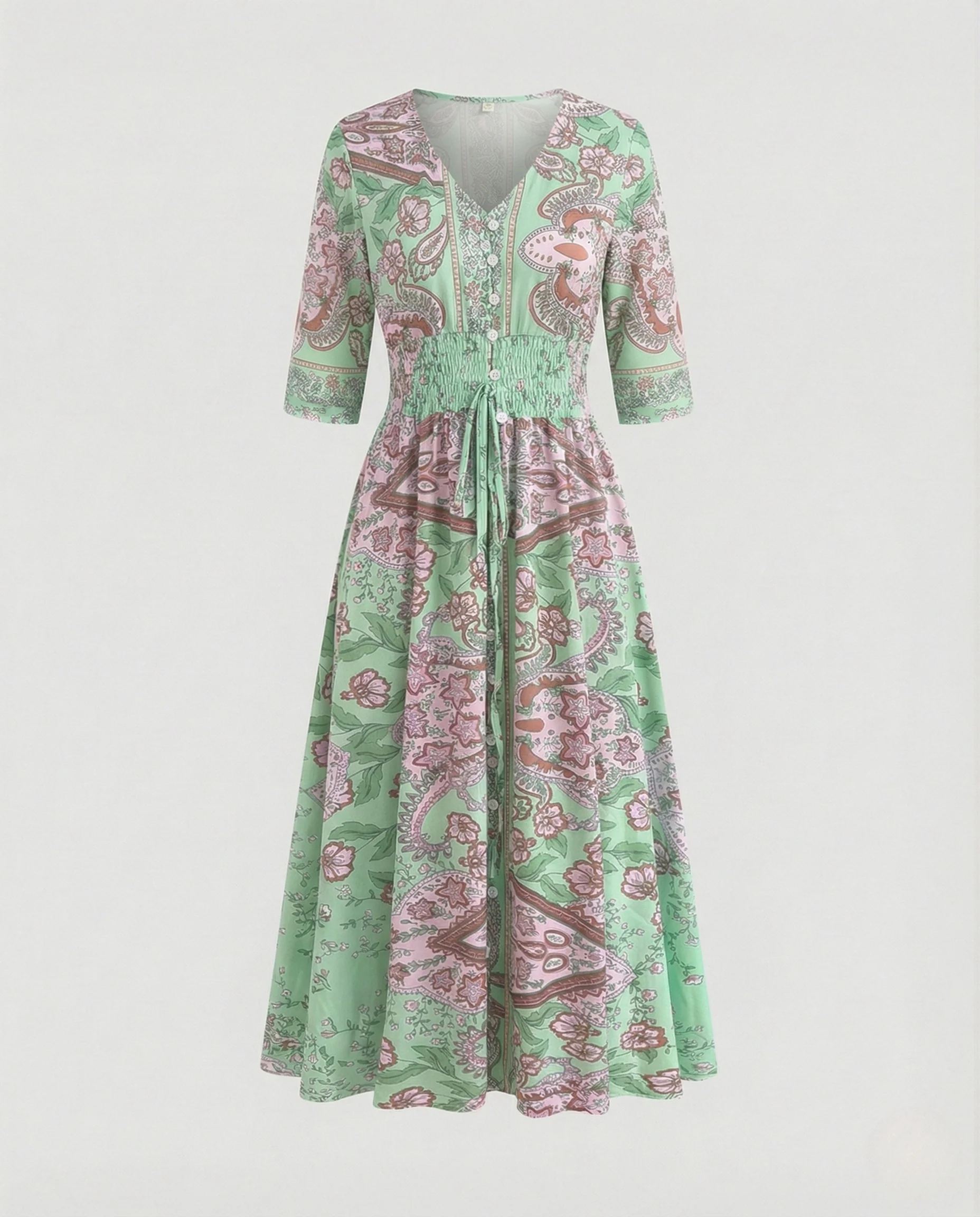 Damen Maxikleid Boho V-Ausschnitt - Image 5