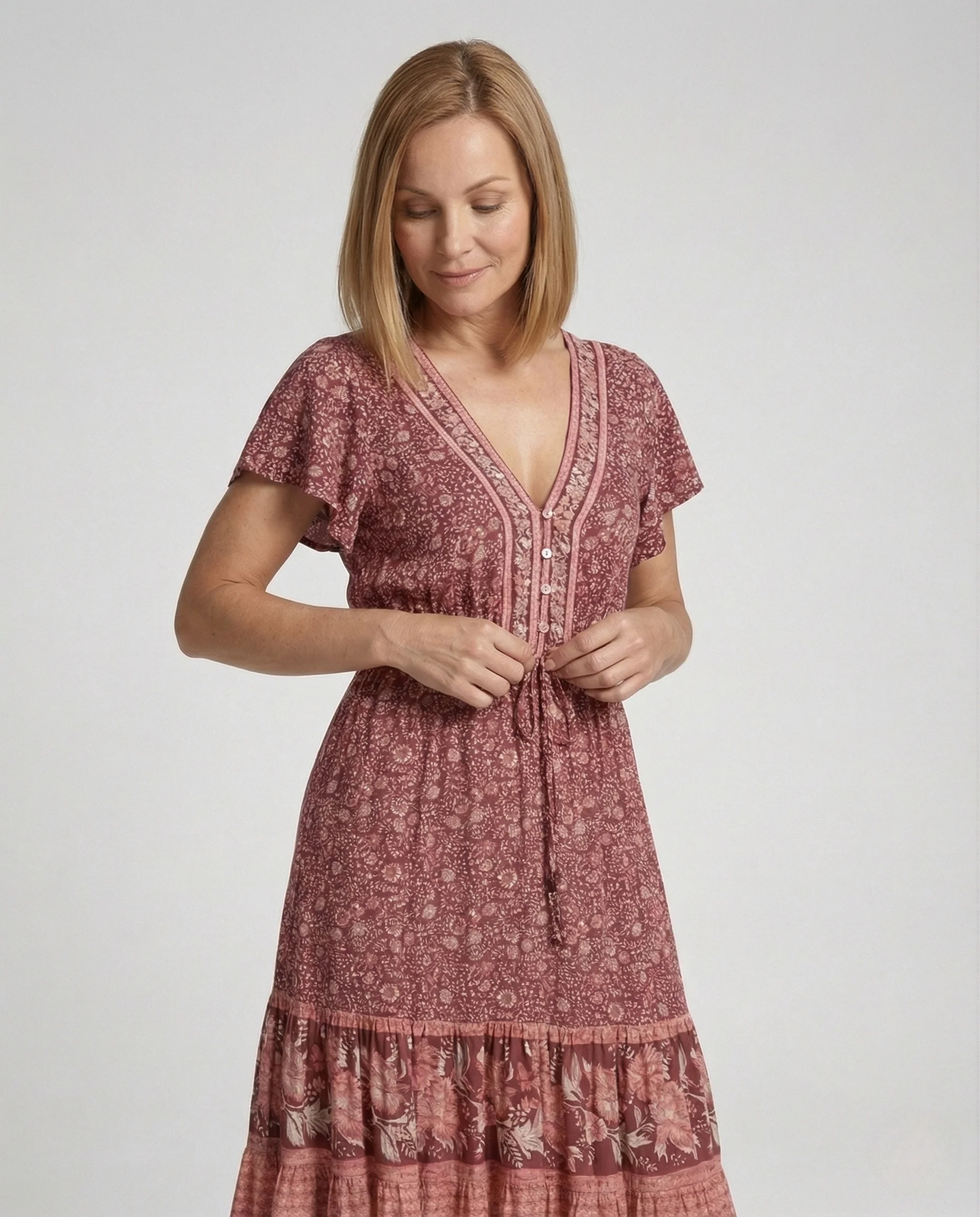 Damen Maxikleid Boho mit Schnürung - Image 2