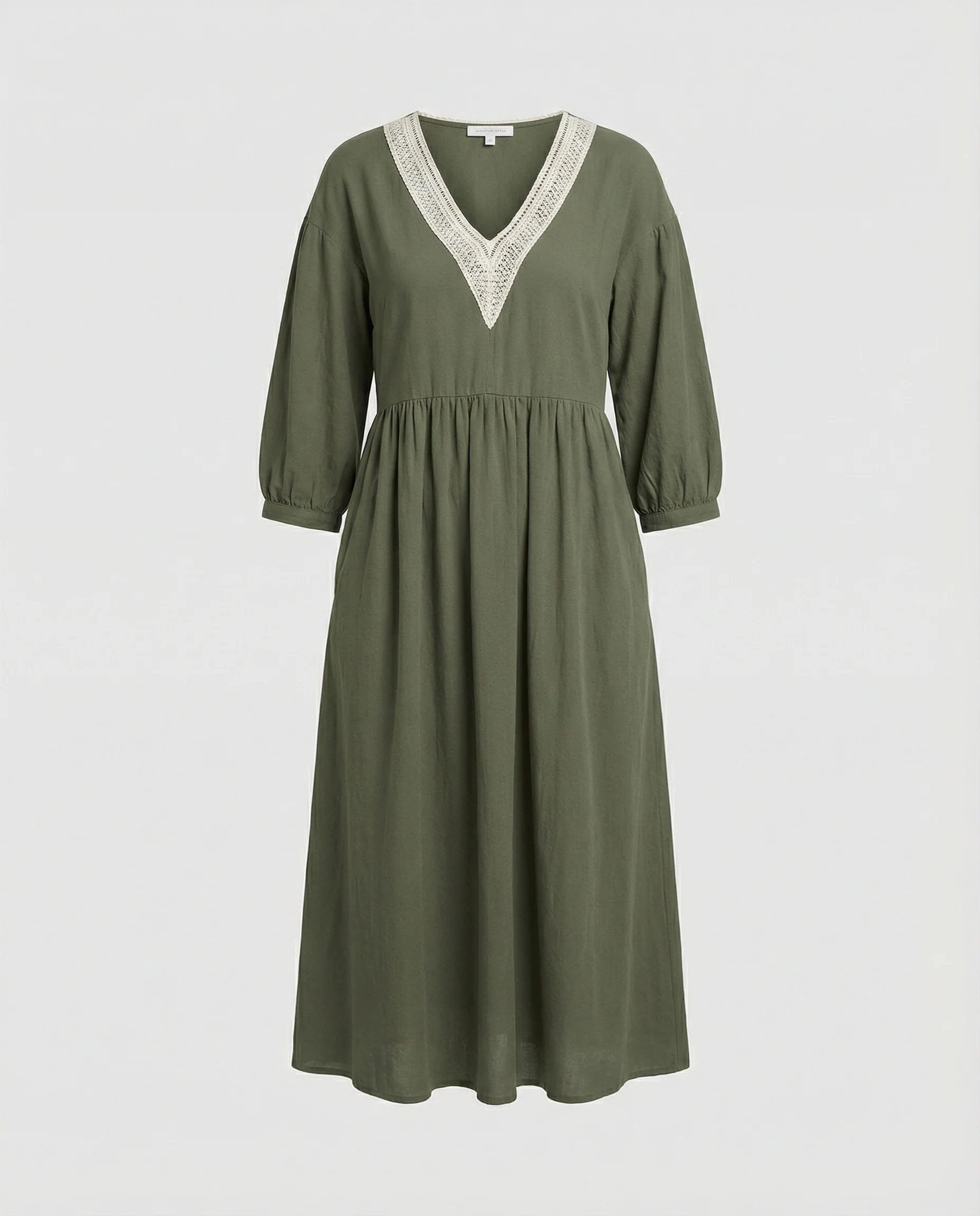 Damen Midikleid Boho Baumwolle Leinen - Image 4