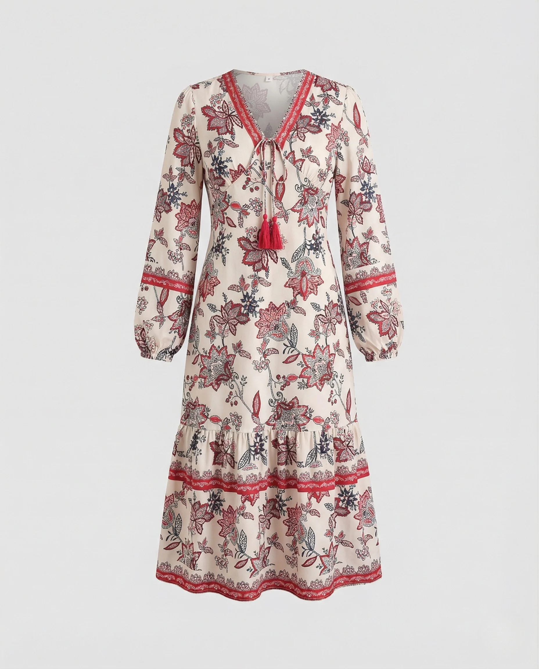Boho Midikleid Damen Mit Quasten - Image 5