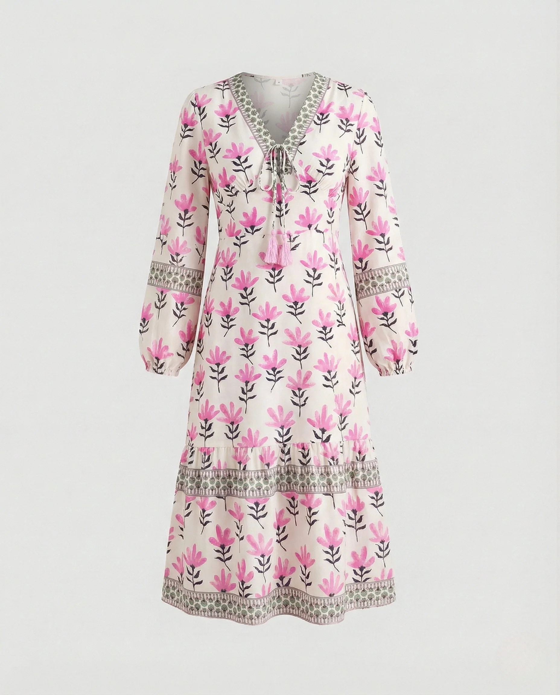 Boho Midikleid Damen Mit Quasten - Image 9