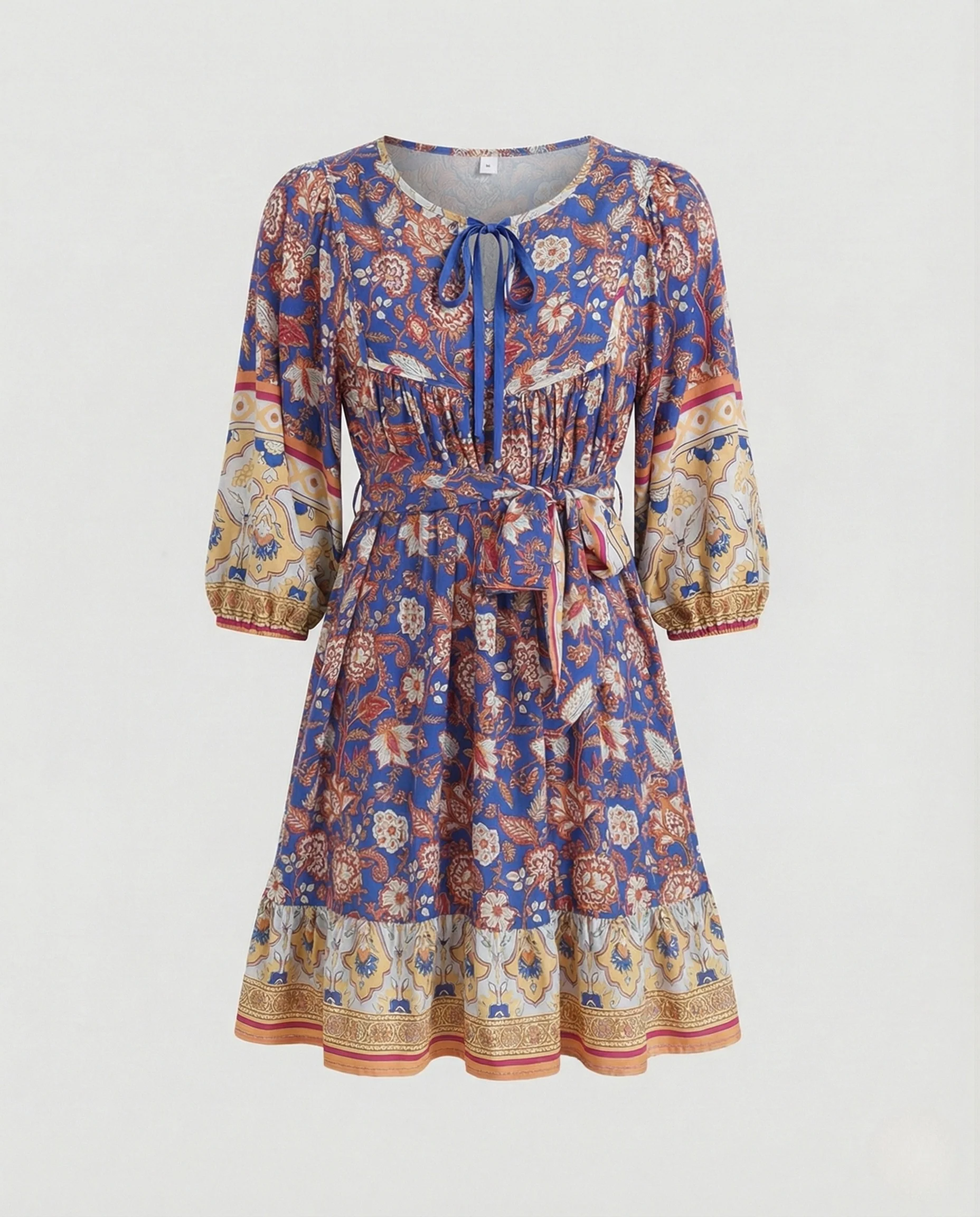 Boho Minikleid Damen Mit Volant - Image 10