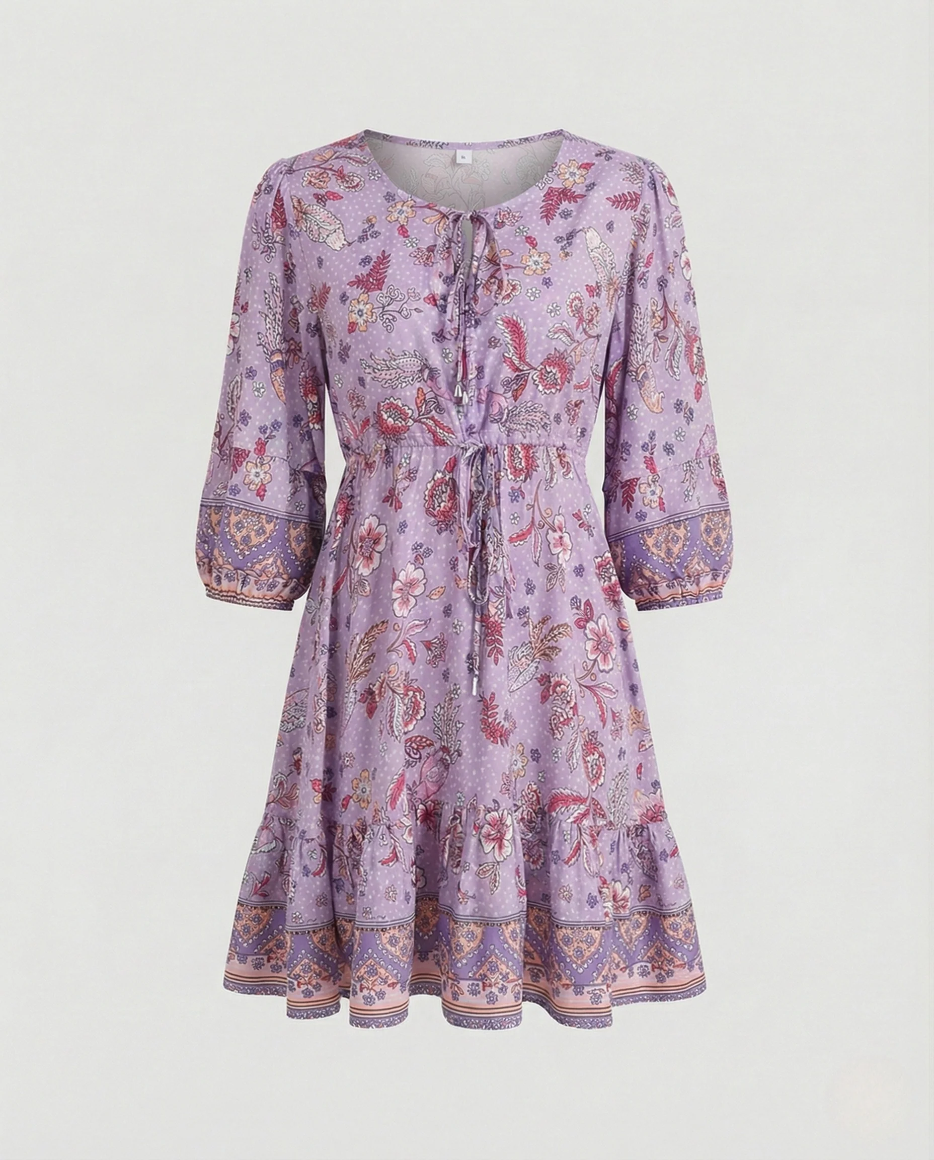Boho Minikleid Damen Mit Volant - Image 7