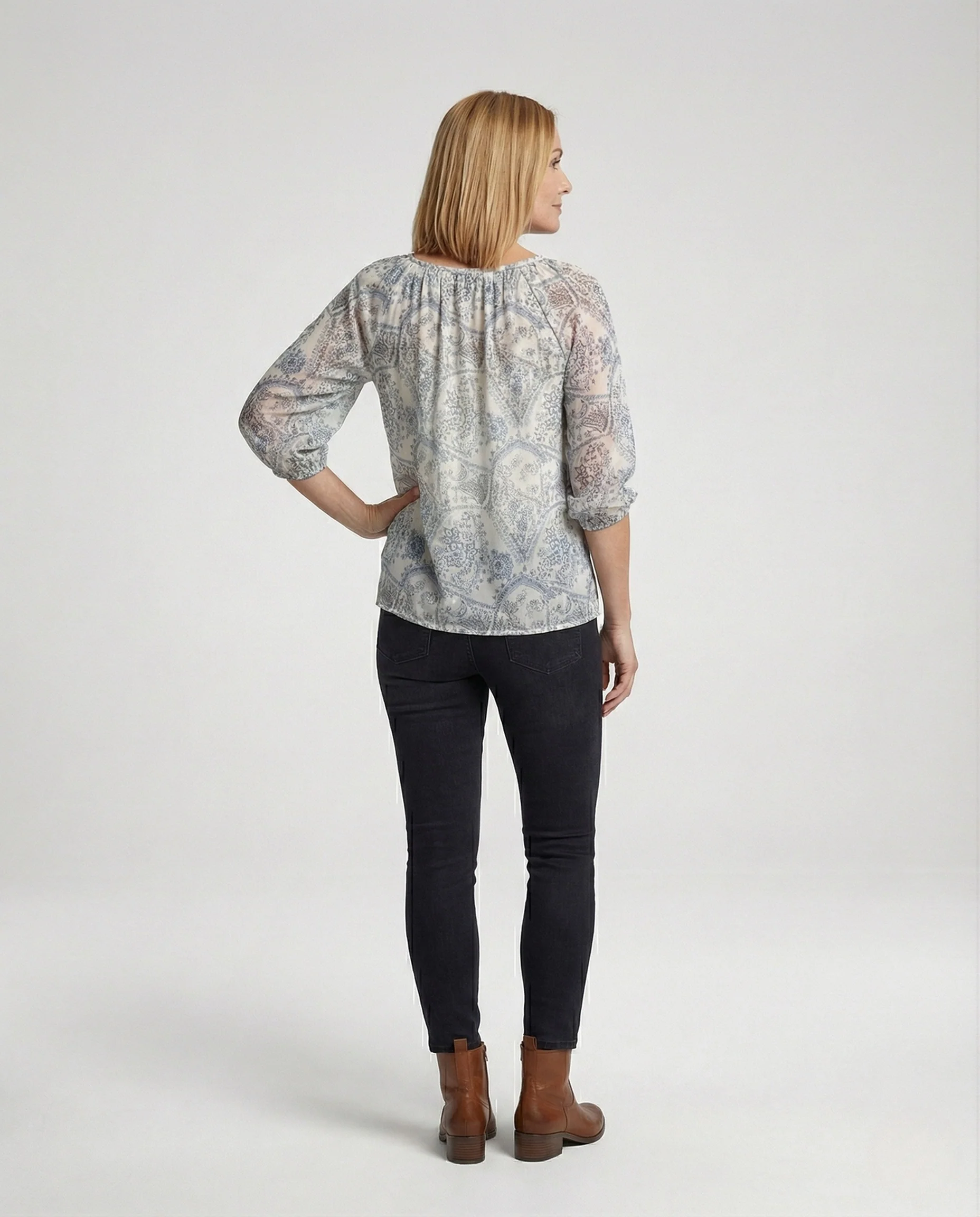 Damen Boho Paisley Tunika Bluse mit Quasten - Image 4