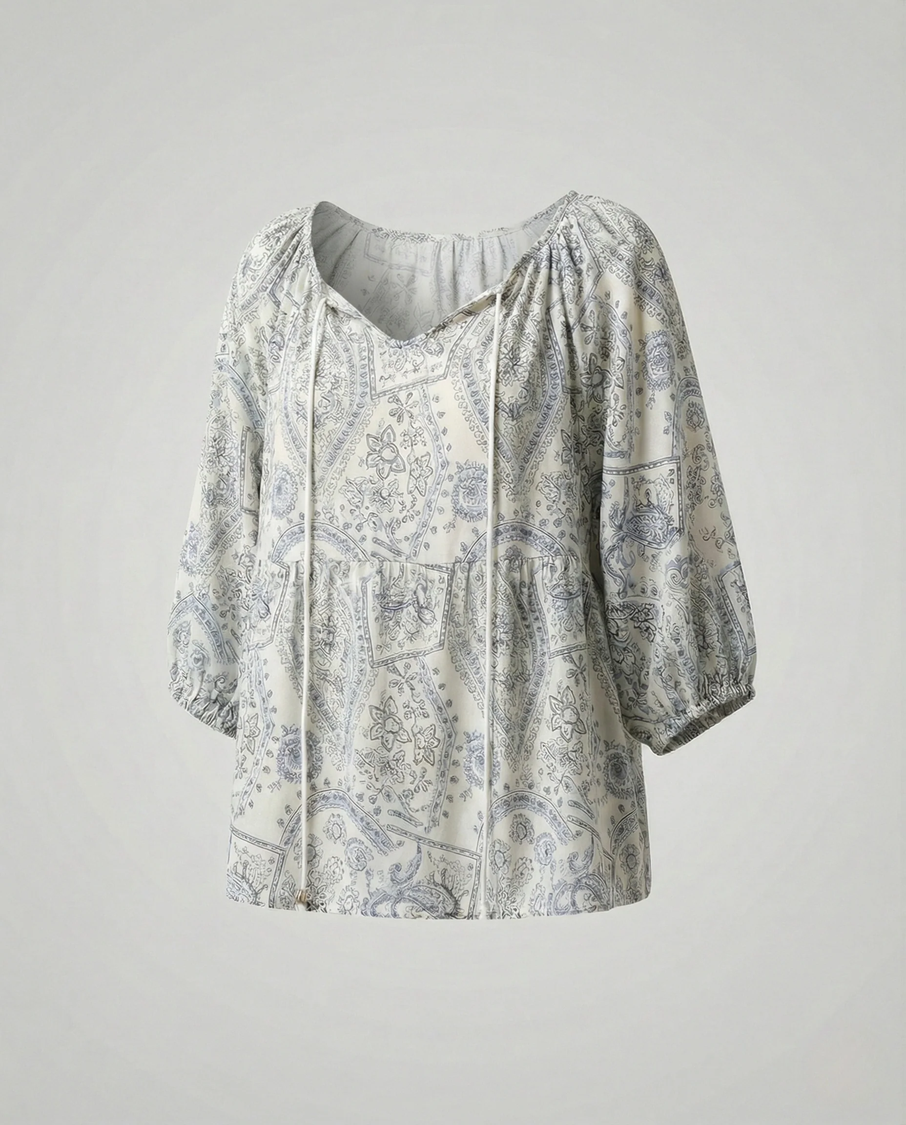 Damen Boho Paisley Tunika Bluse mit Quasten - Image 5