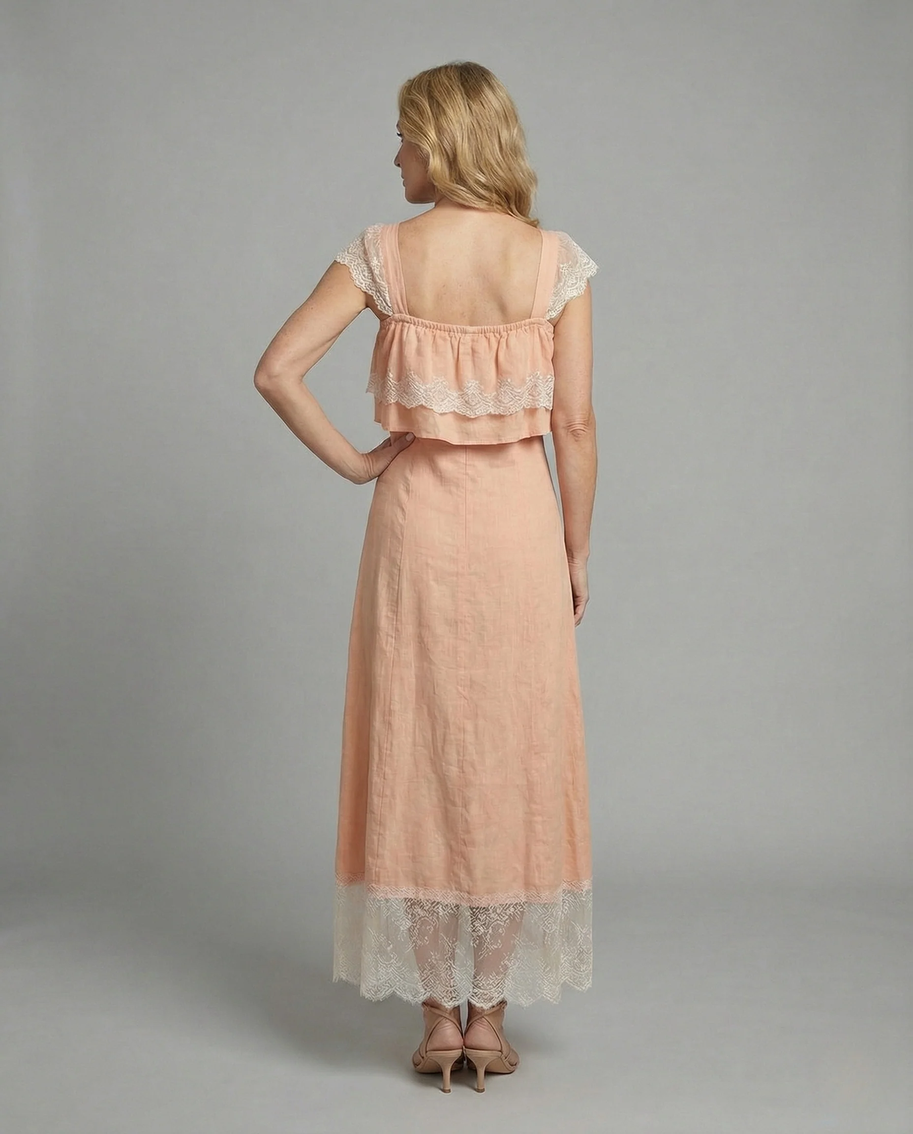Boho Spitzenmaxikleid Mit Rüschen Damen - Image 4