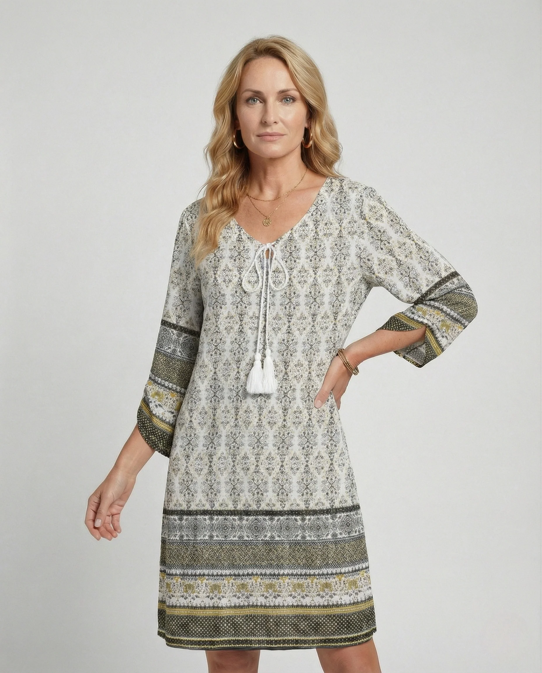 Boho Tunika Kleid Damen Mit Quasten - Image 2