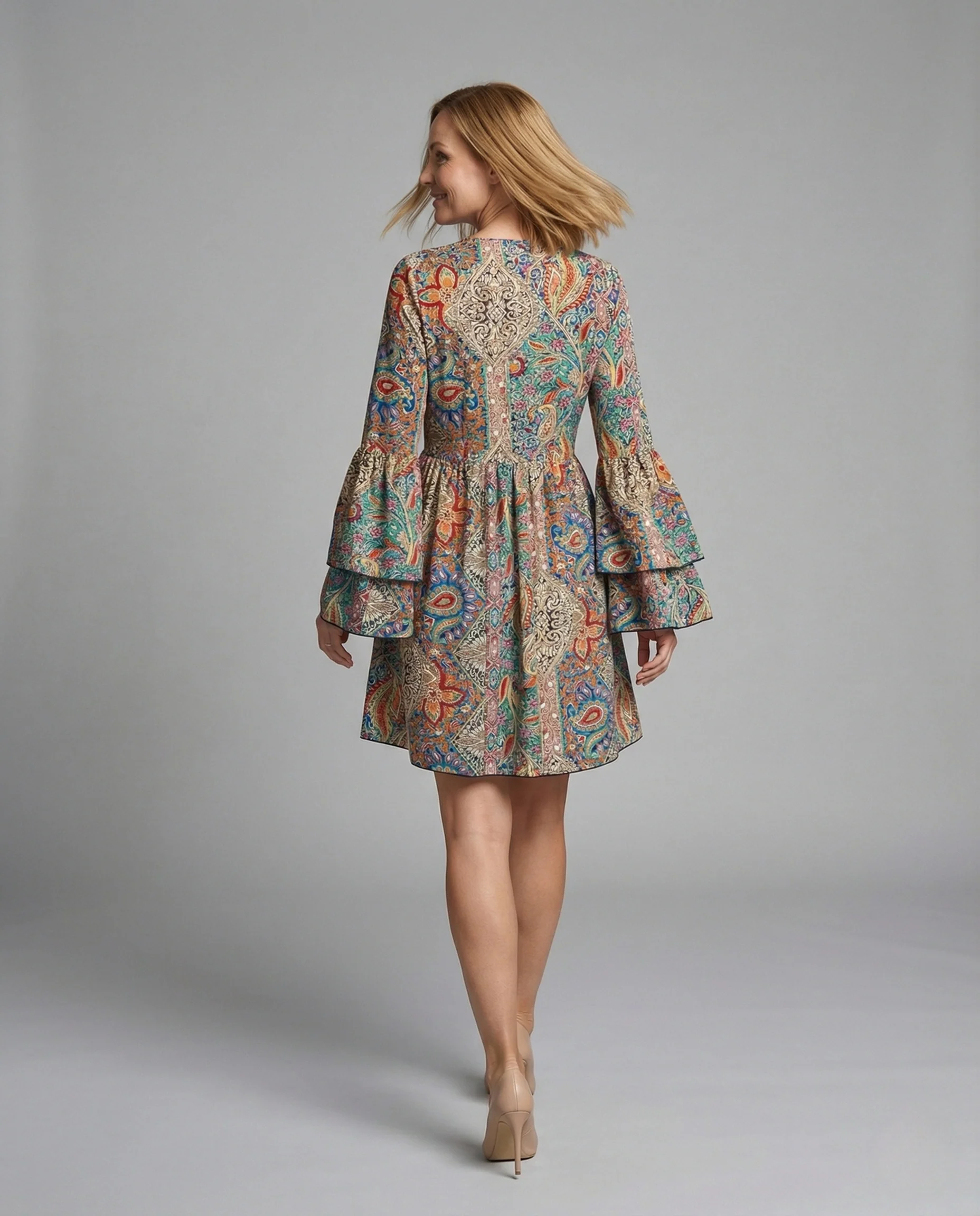 Boho Blumenkleid Damen Wickel Minikleid - Image 4