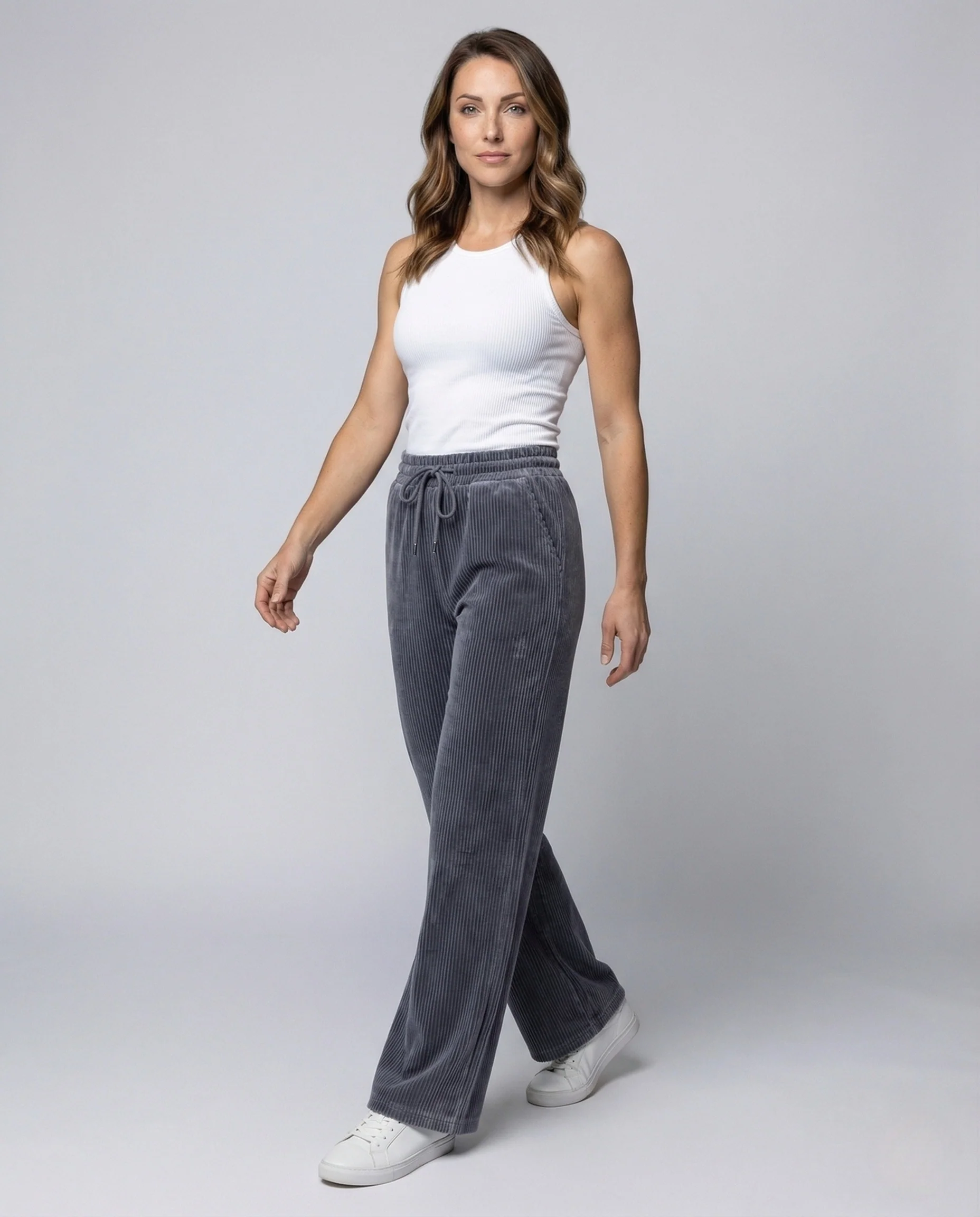 Damen Breitcord Palazzohose mit Kordelzug - Image 2