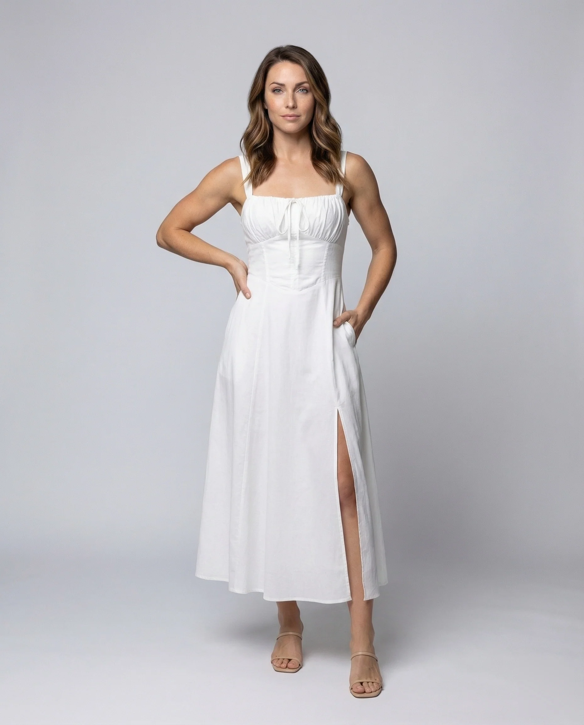 Damen Bustier Maxikleid mit Schlitz