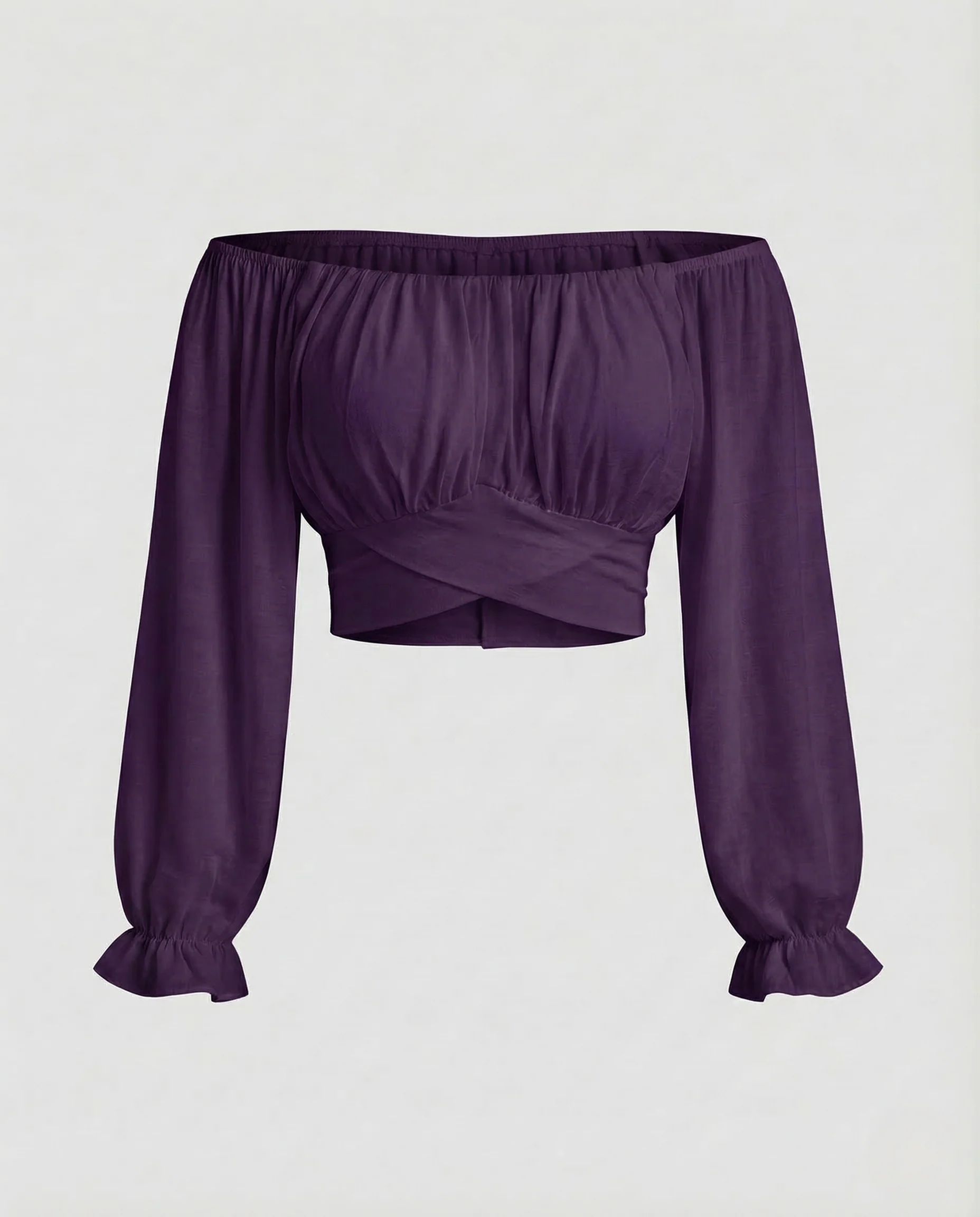 Damen Carmen Crop Top Puffärmel - Image 9