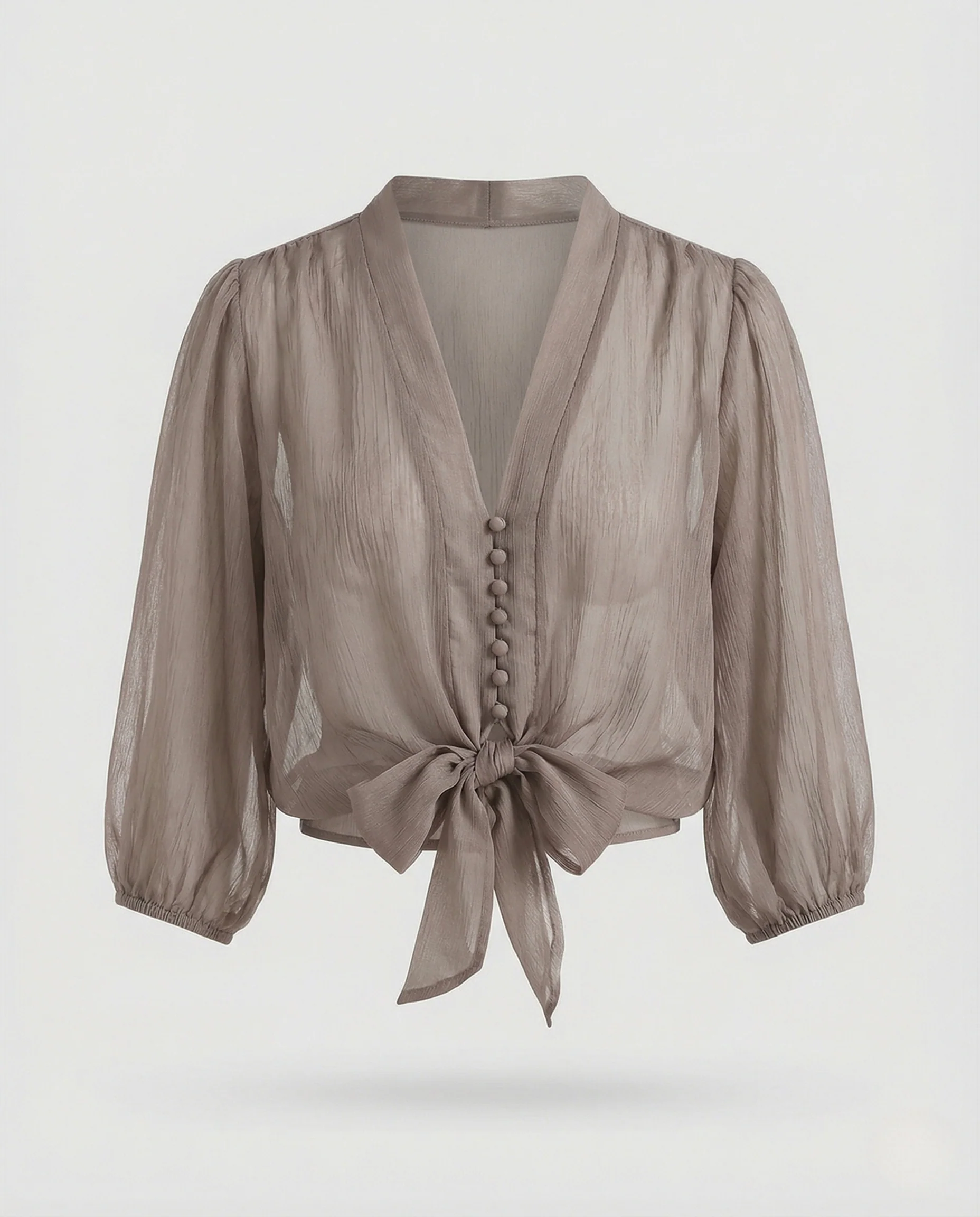 Damen Chiffon Bluse mit Puffärmeln - Image 5