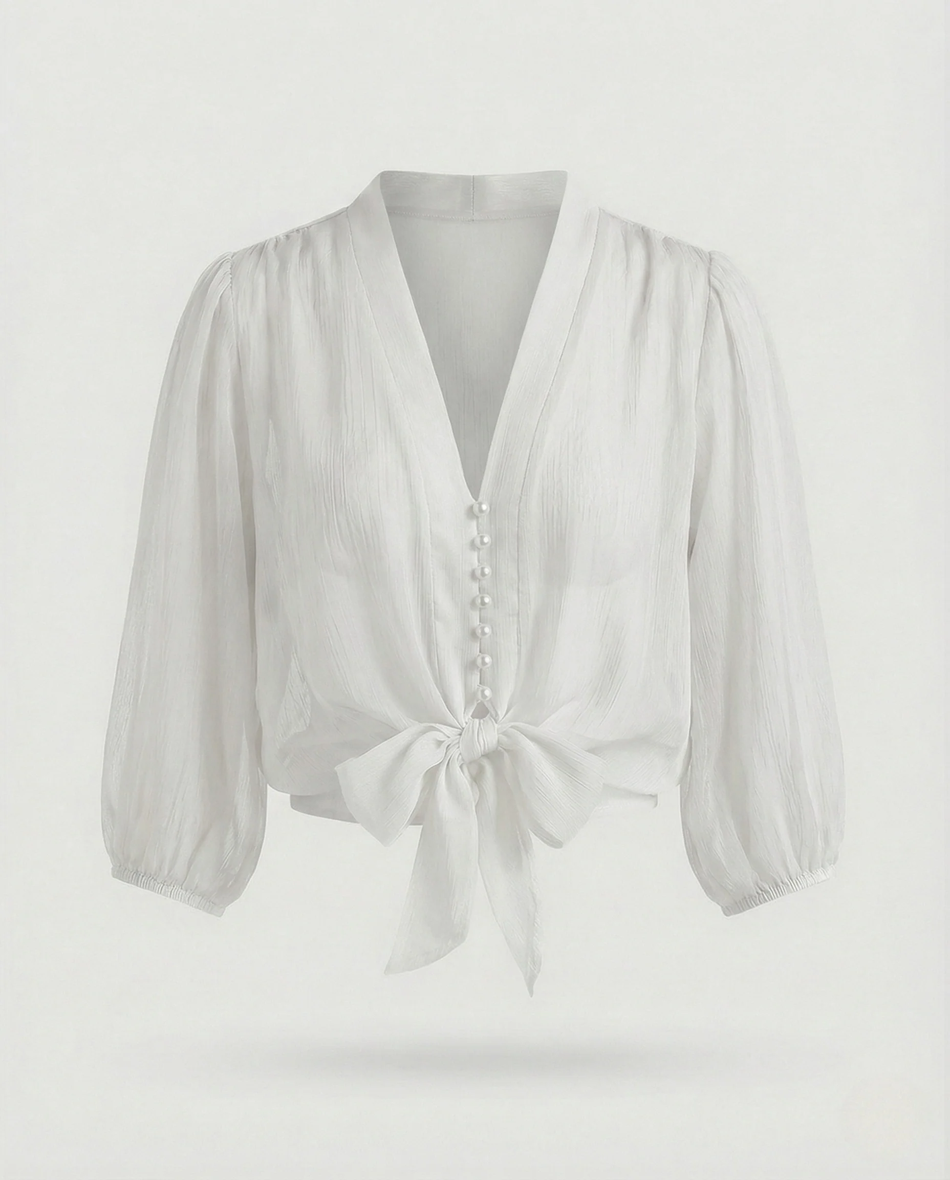Damen Chiffon Bluse mit Puffärmeln - Image 8