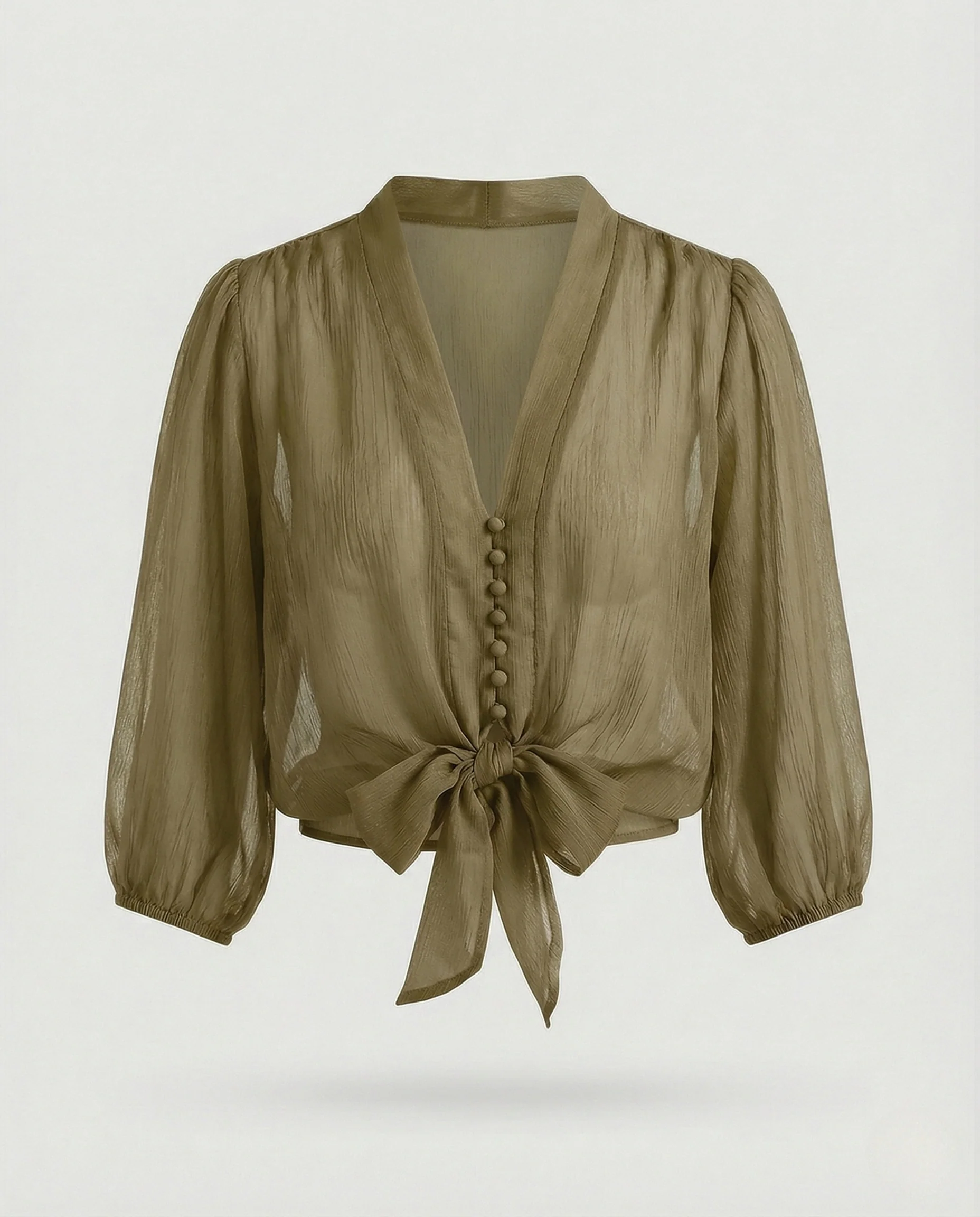 Damen Chiffon Bluse mit Puffärmeln - Image 9