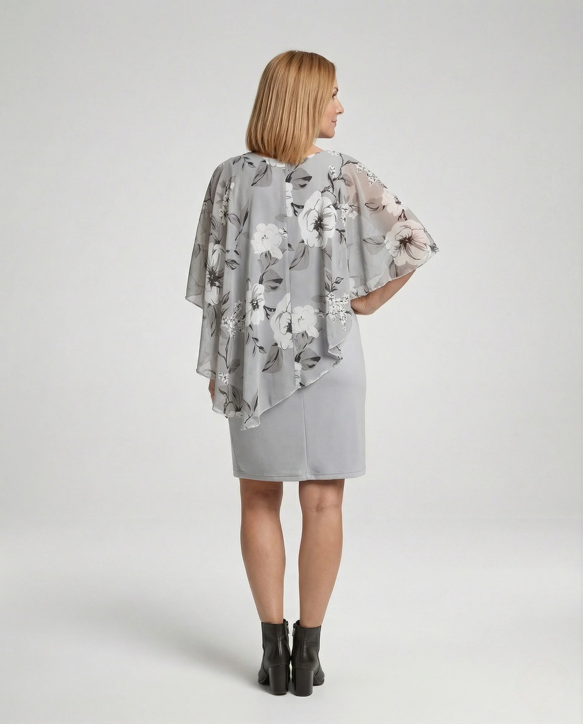 Damen Cocktailkleid Chiffon Cape - Image 4