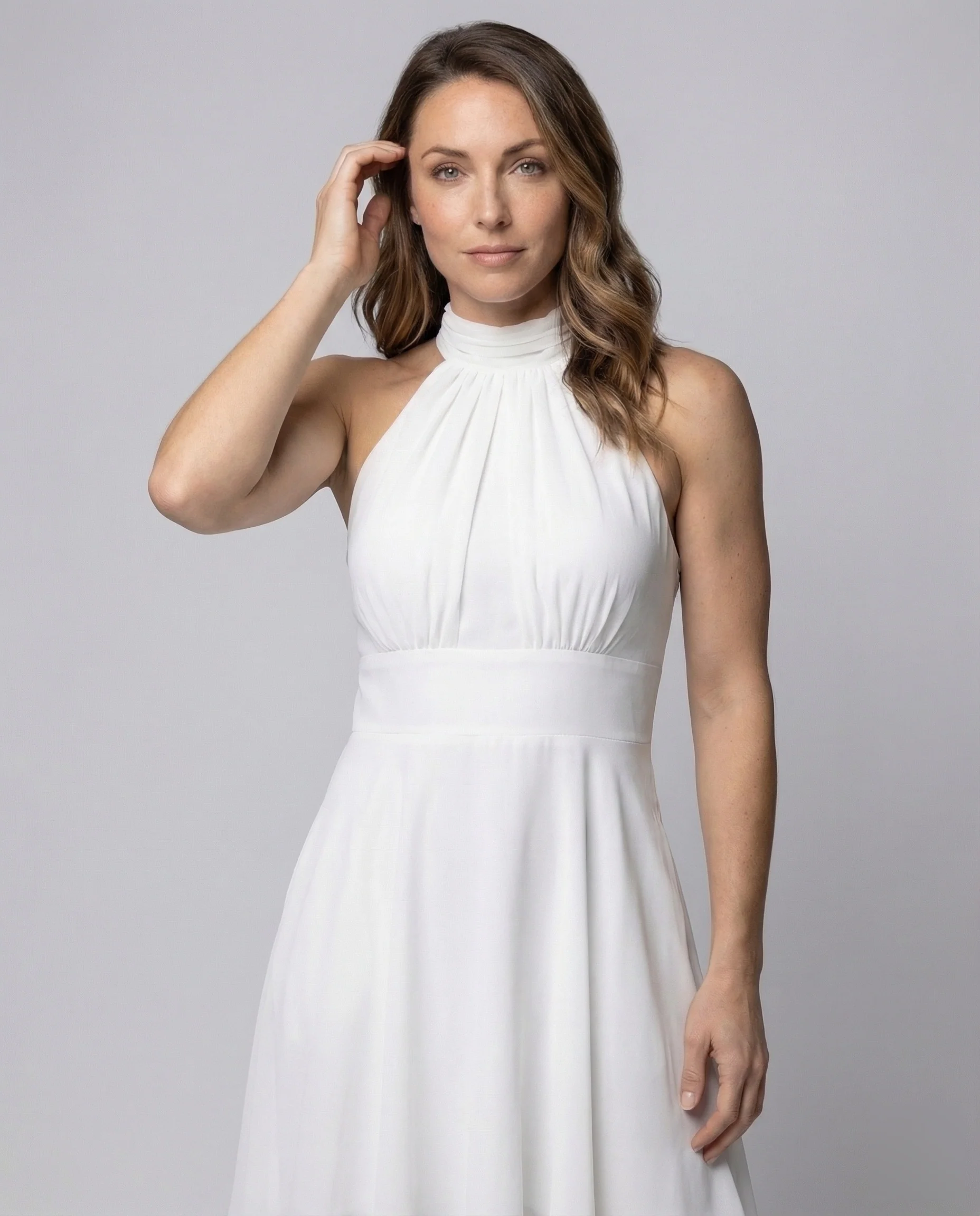 Damen Chiffon Halterkleid mit Stufenrock - Image 2