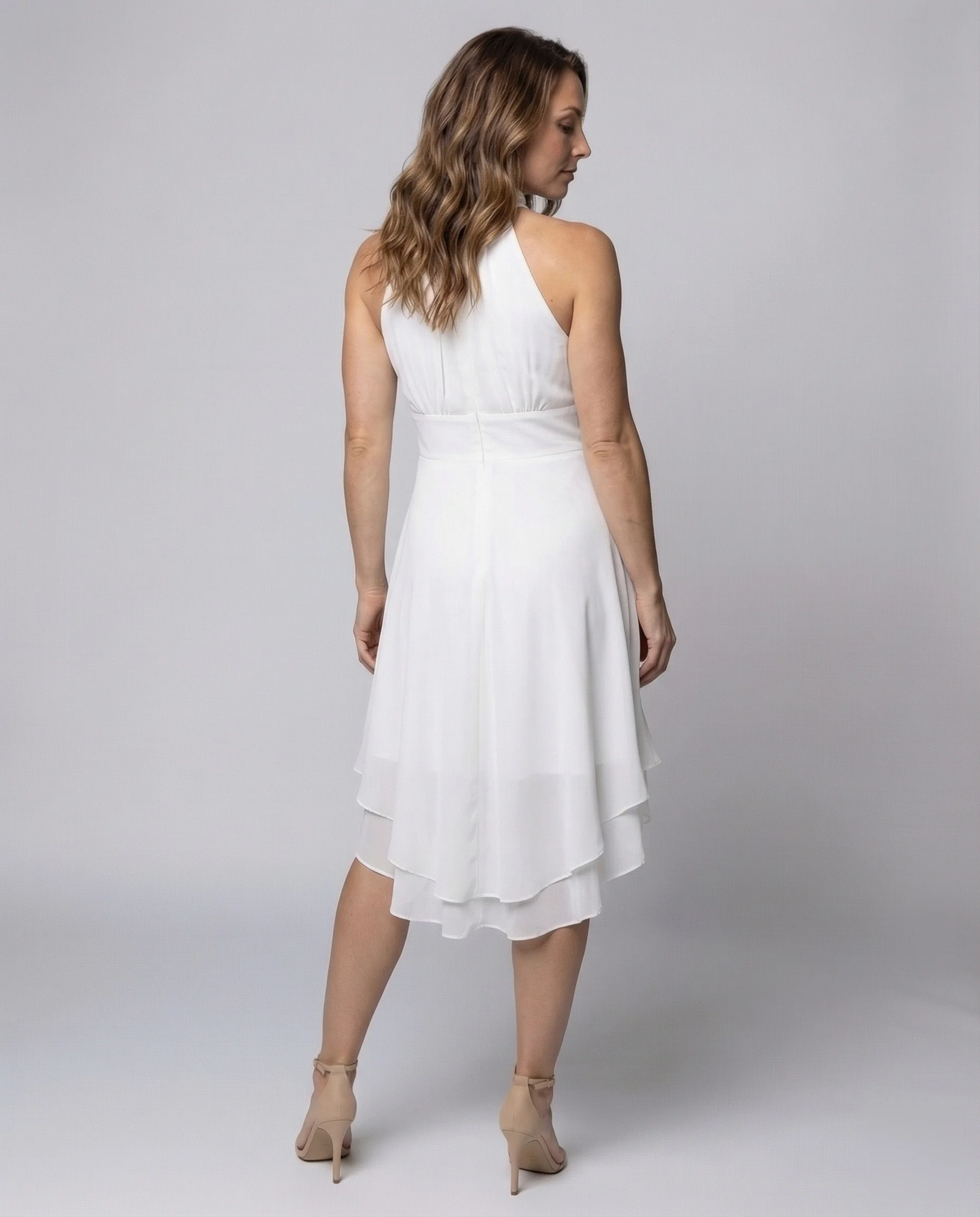 Damen Chiffon Halterkleid mit Stufenrock - Image 4