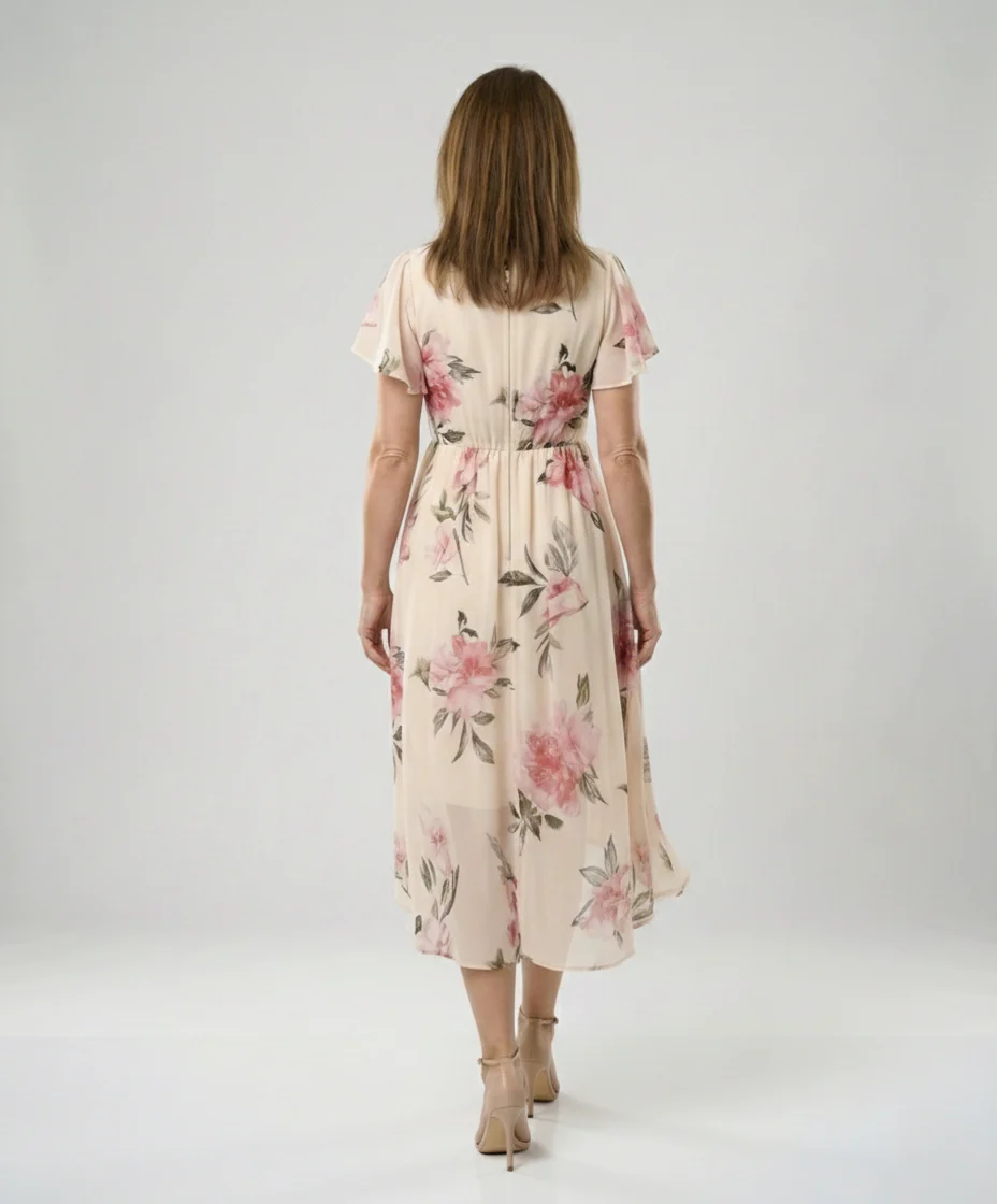Freizeitkleid Damen Chiffon High Low - Image 3