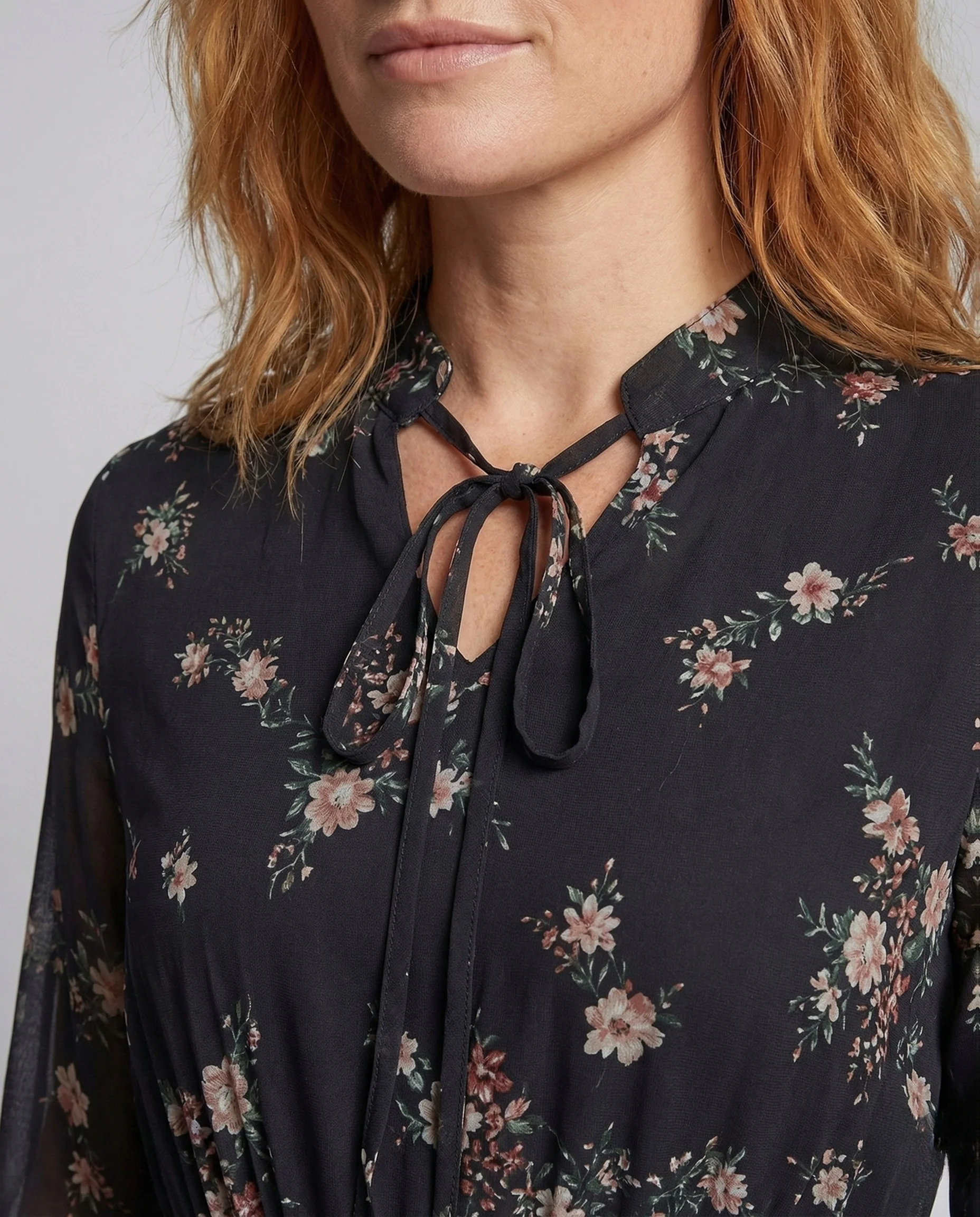 Damen Chiffon Maxikleid Blumen A Linie - Image 3