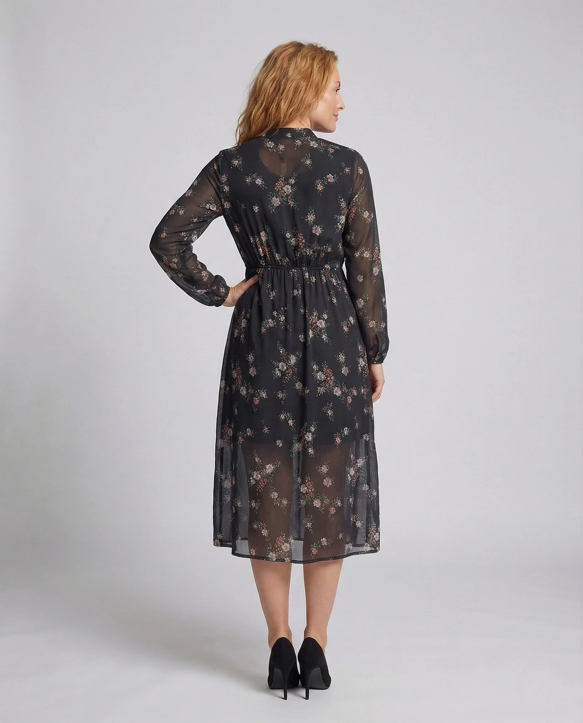 Damen Chiffon Maxikleid Blumen A Linie - Image 4