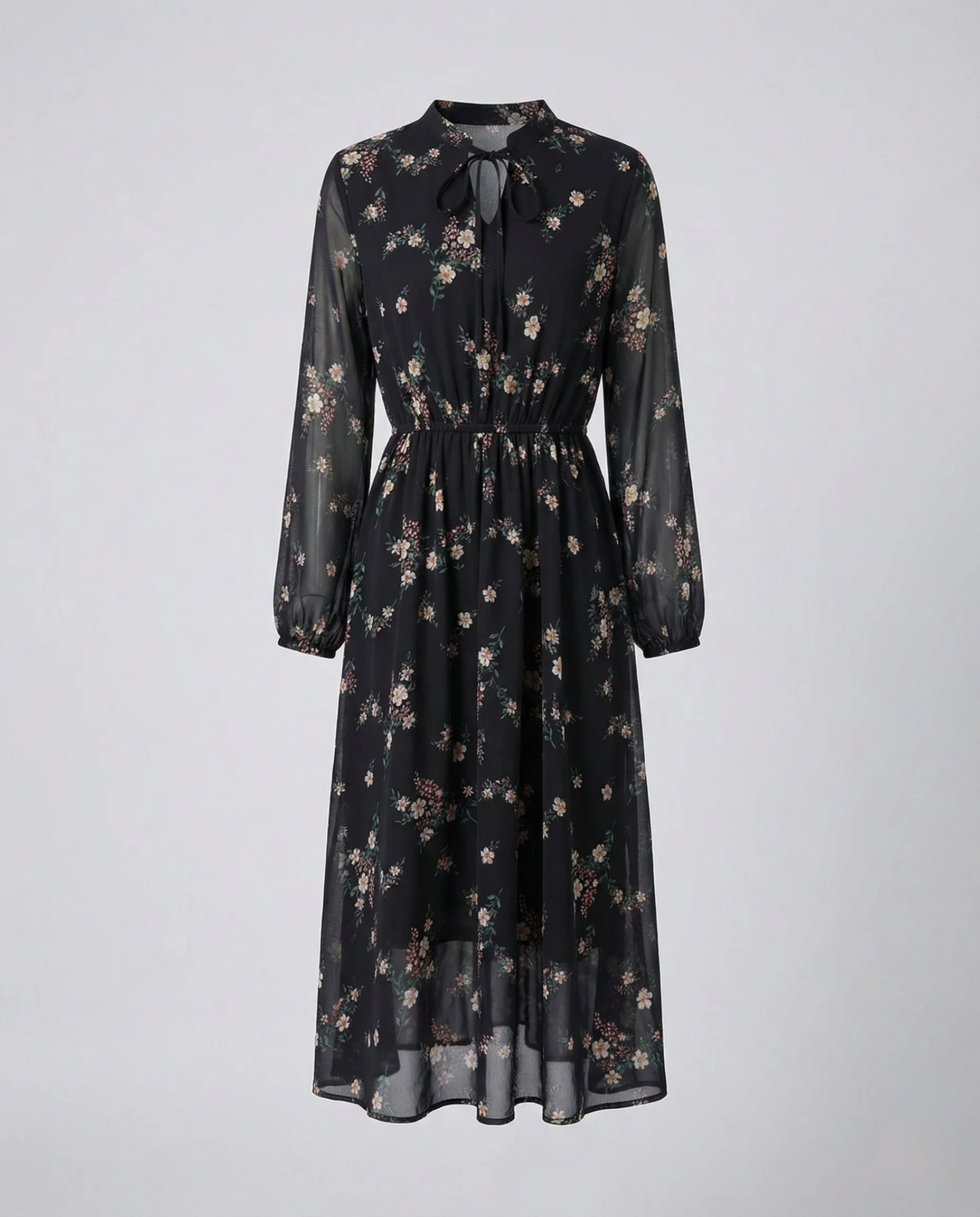 Damen Chiffon Maxikleid Blumen A Linie - Image 5