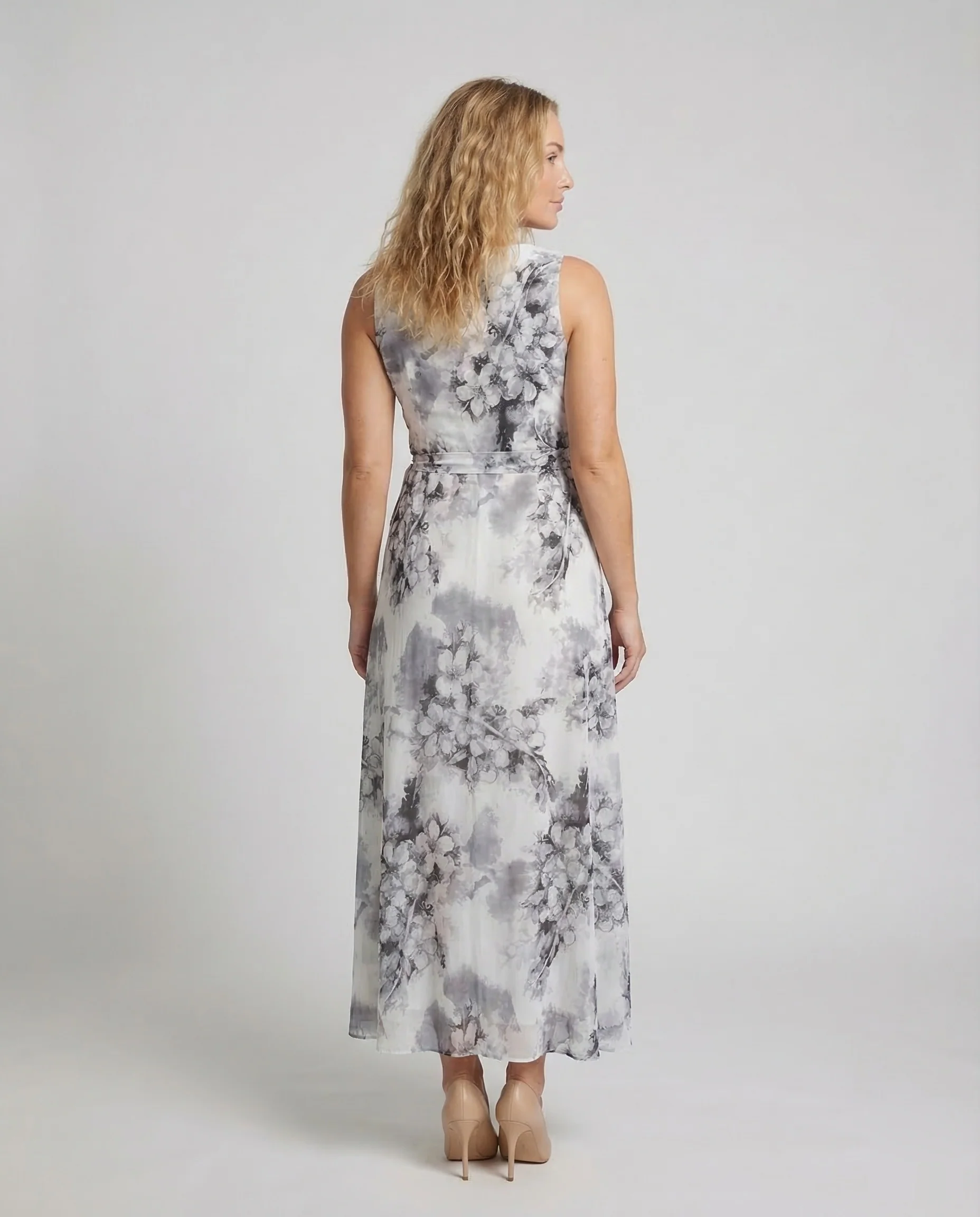 Damen Chiffon Maxikleid Wickeloptik - Image 4