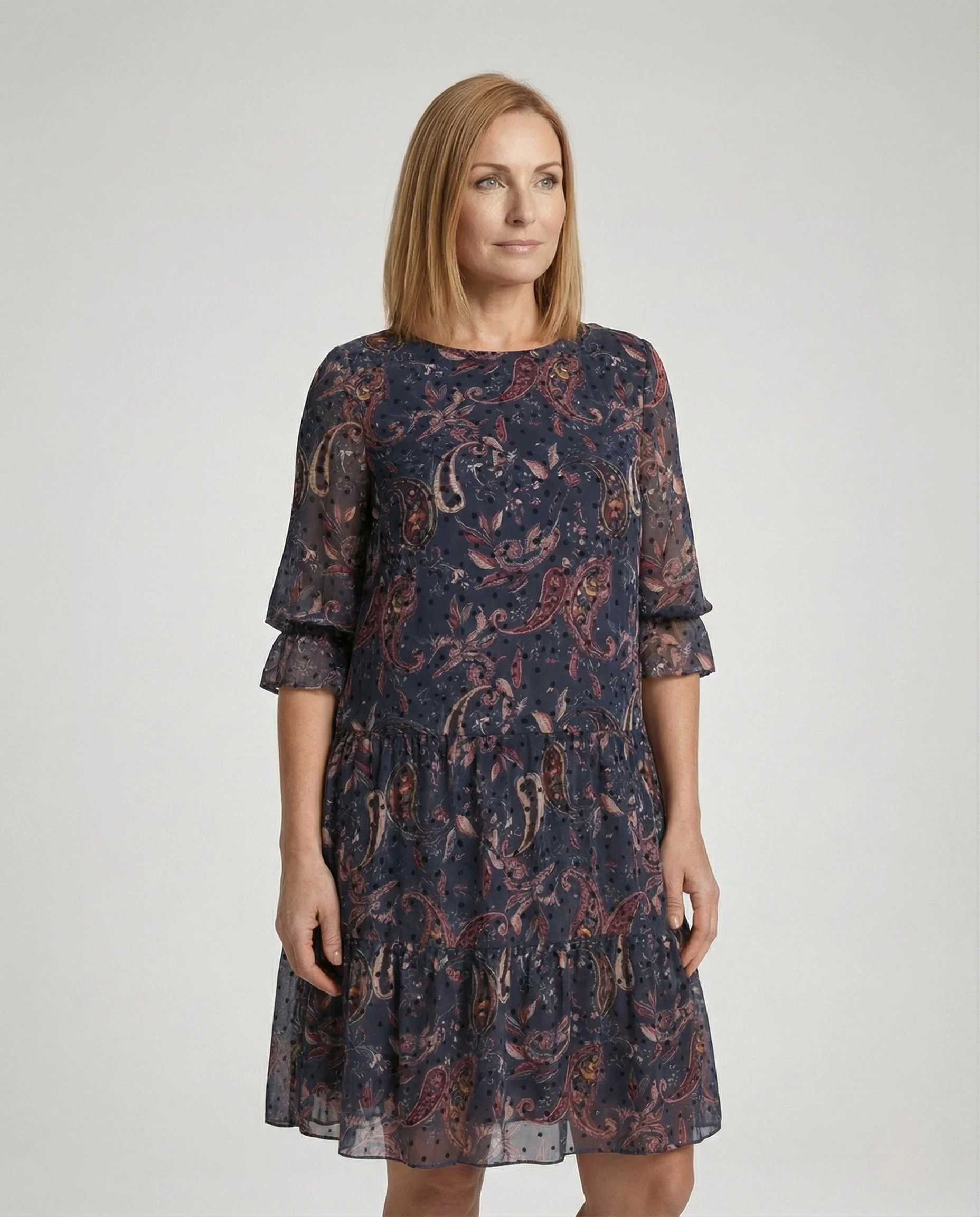 Blumenkleid Damen Midikleid Chiffon Paisley - Image 2