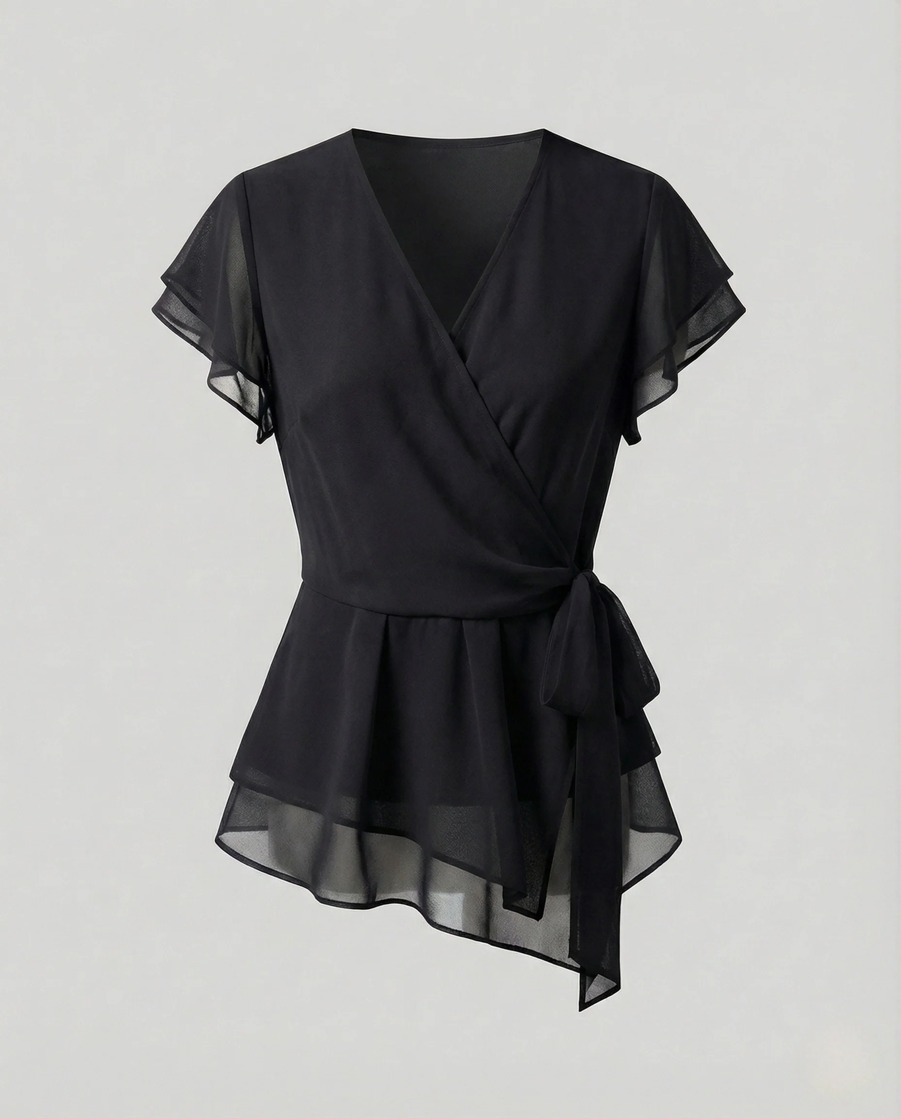 Damen Chiffon Wickelbluse mit Volants - Image 6