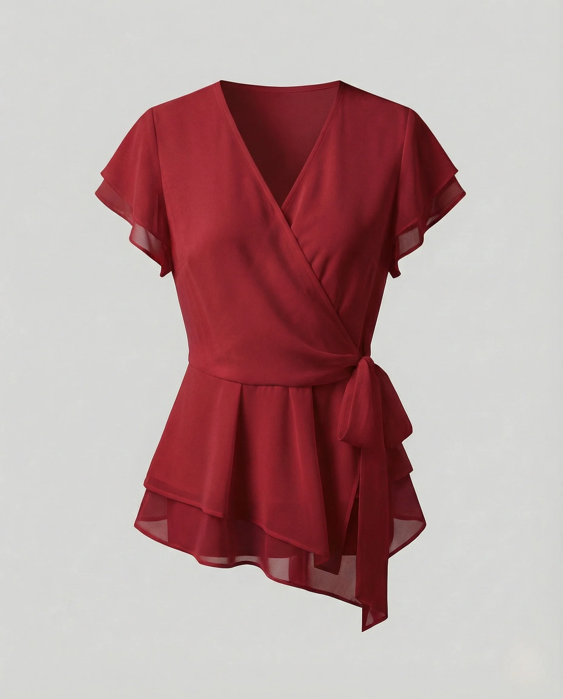 Damen Chiffon Wickelbluse mit Volants - Image 7