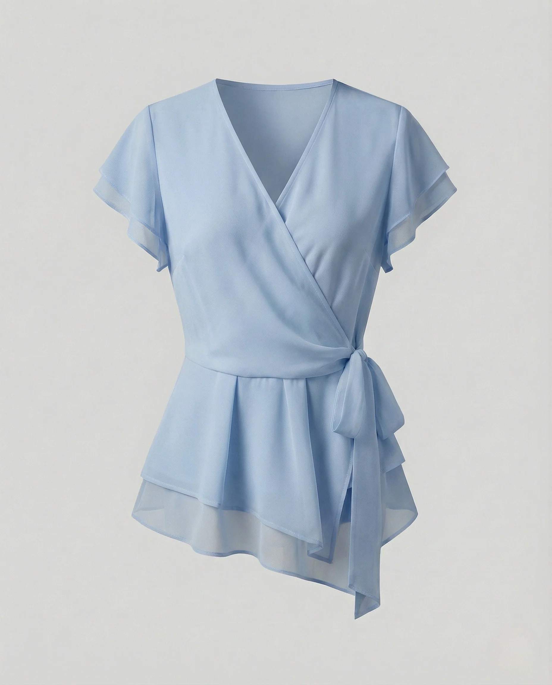 Damen Chiffon Wickelbluse mit Volants - Image 8