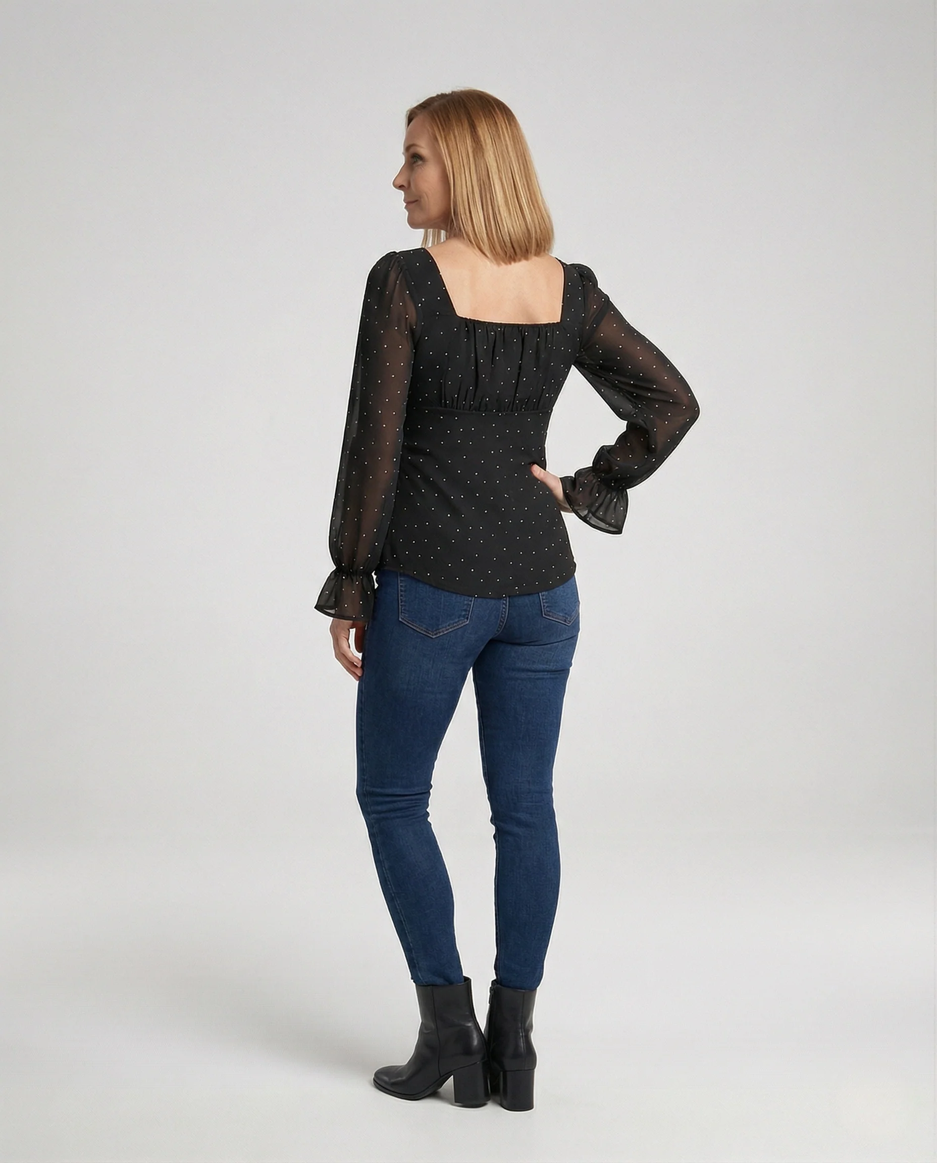 Damen Chiffonbluse mit Quadratischem Ausschnitt - Image 4