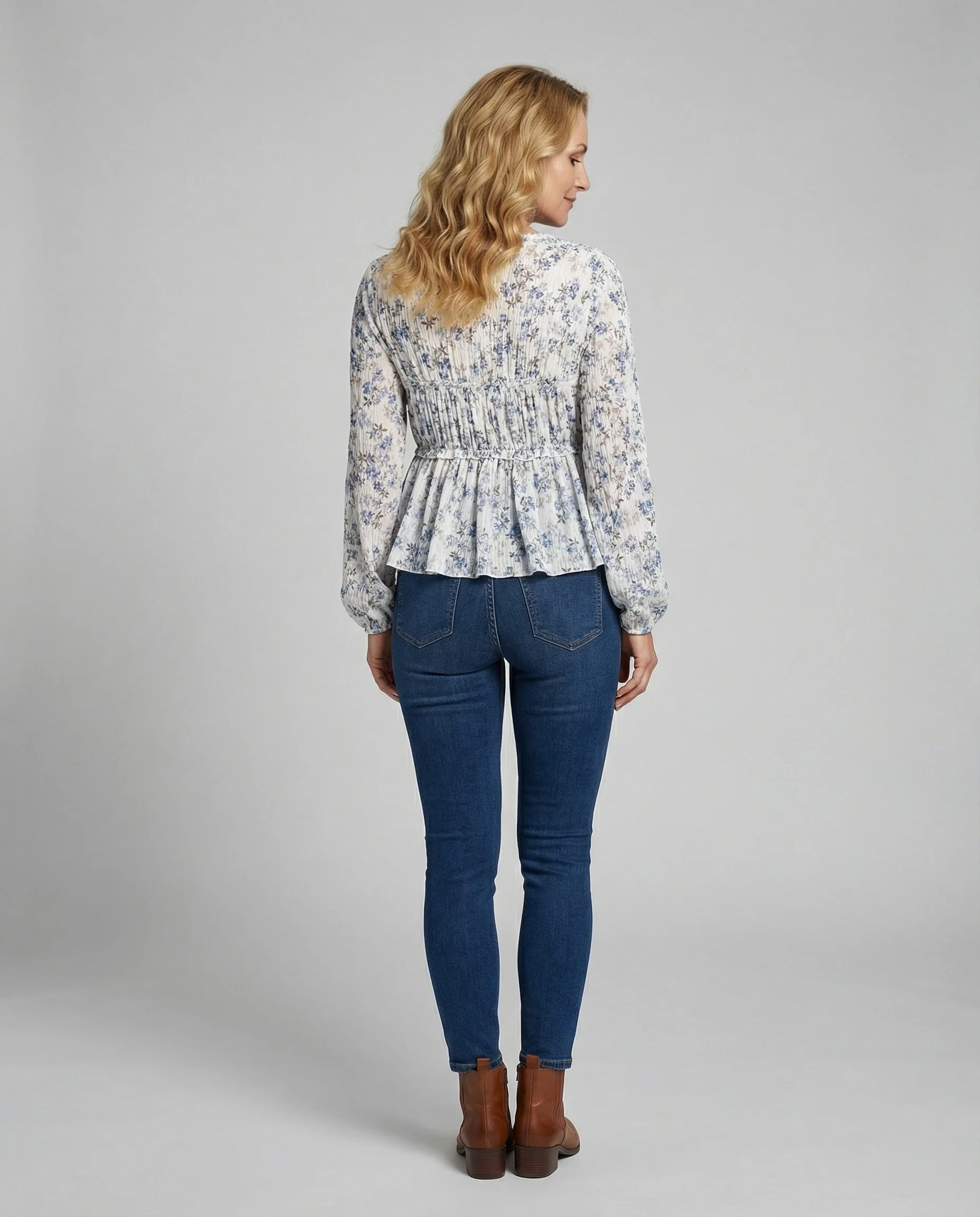 Bluse Damen Chiffon Schnürung - Image 3