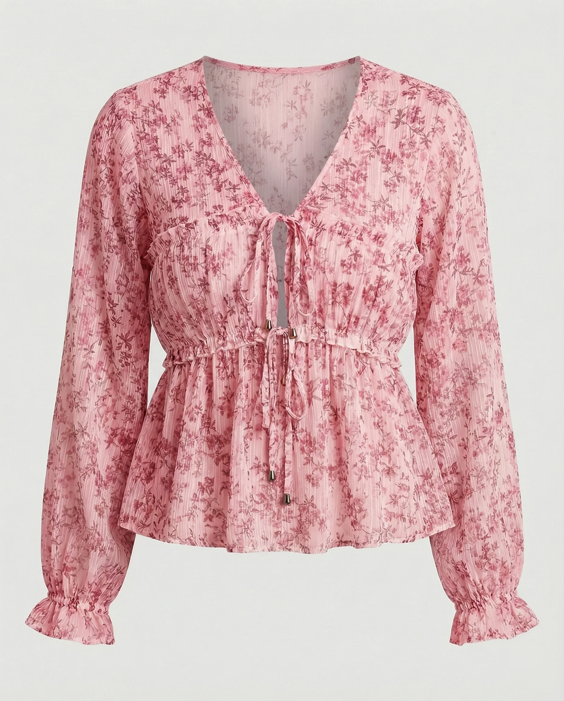 Bluse Damen Chiffon Schnürung - Image 6