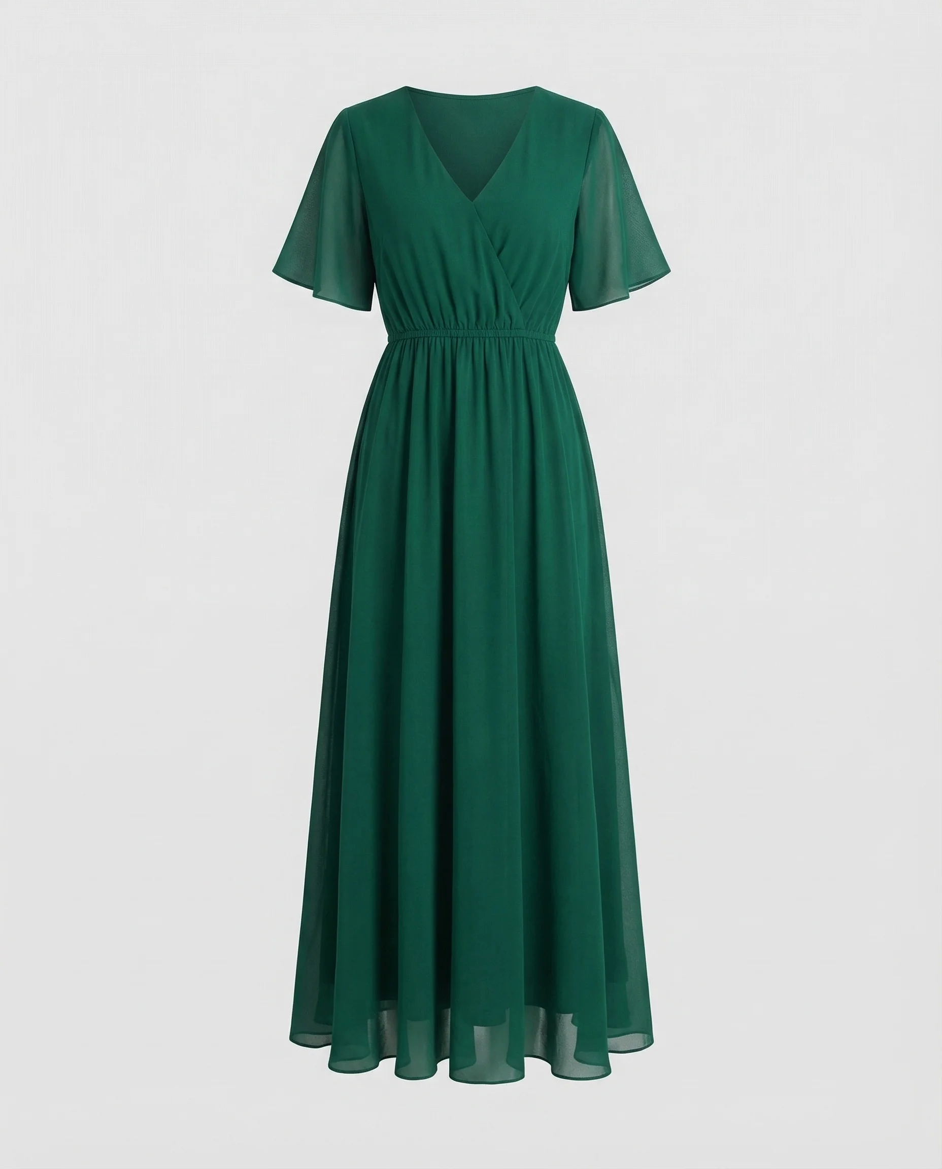 Damen Chiffon-Maxikleid in Wickeloptik mit Flügelärmeln - Image 5