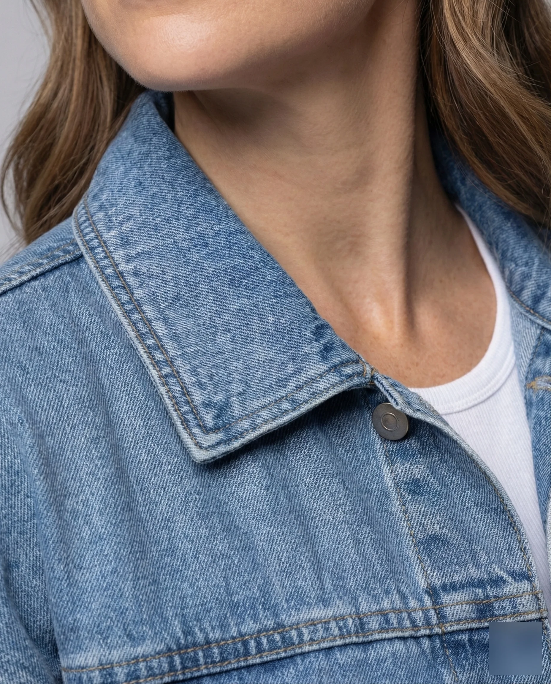 Damen Cropped Denimjacke Oversize - Image 3