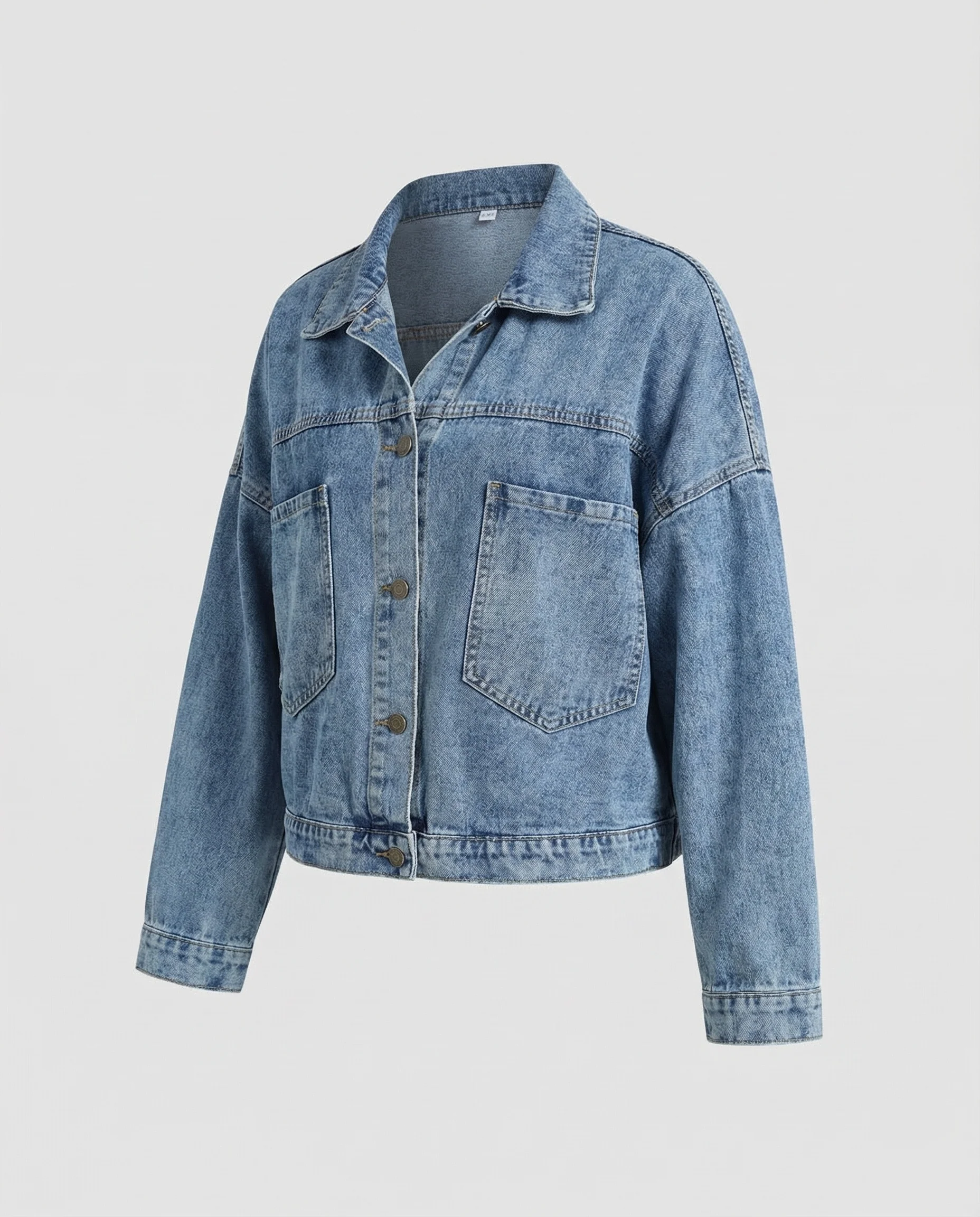 Damen Cropped Denimjacke Oversize - Image 5