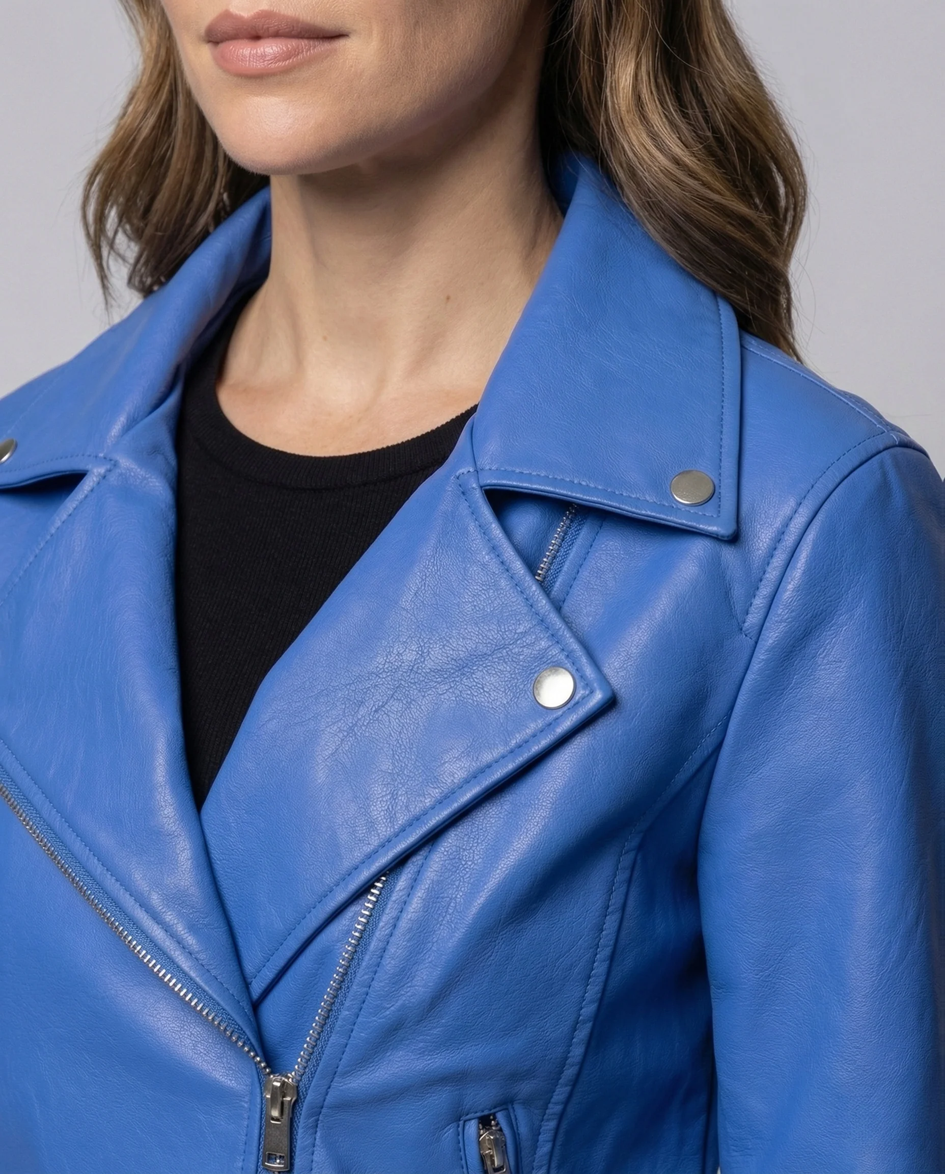 Damen Cropped Bikerjacke Vegan Leder - Image 4