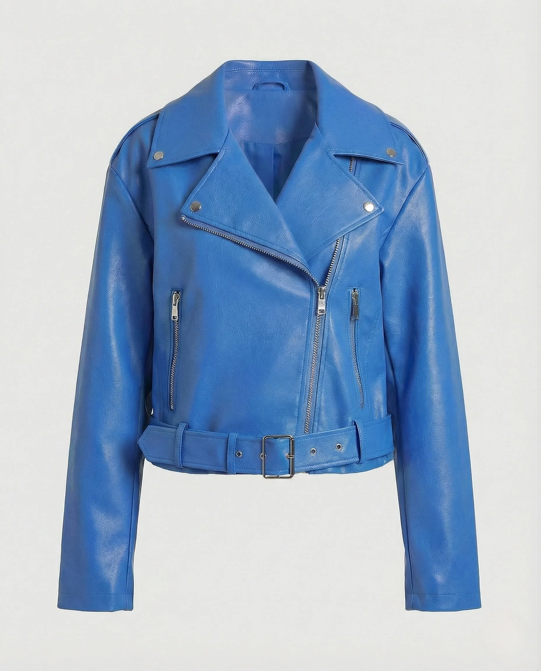 Damen Cropped Bikerjacke Vegan Leder - Image 5