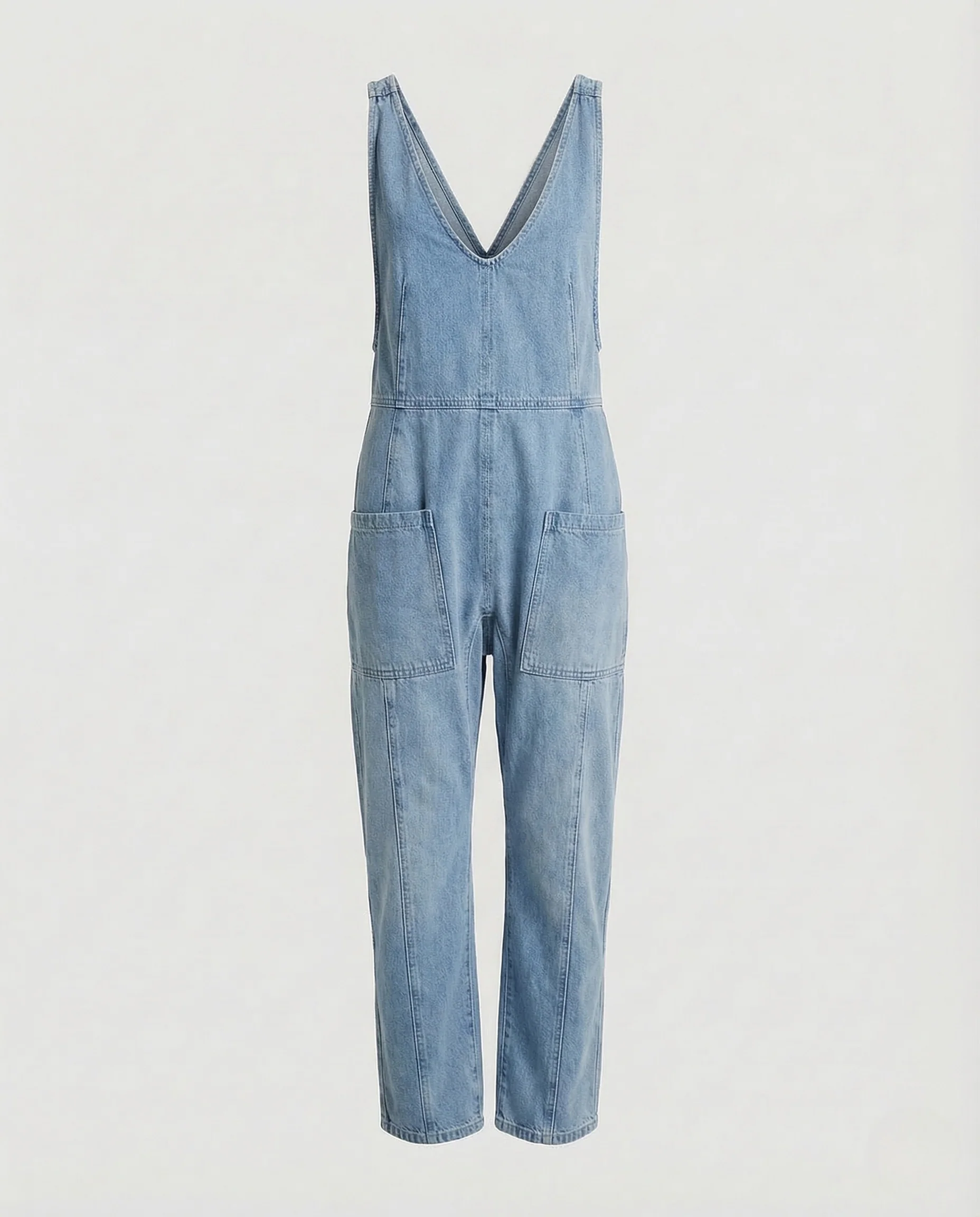 Damen Denim Latz Overall V Ausschnitt - Image 6