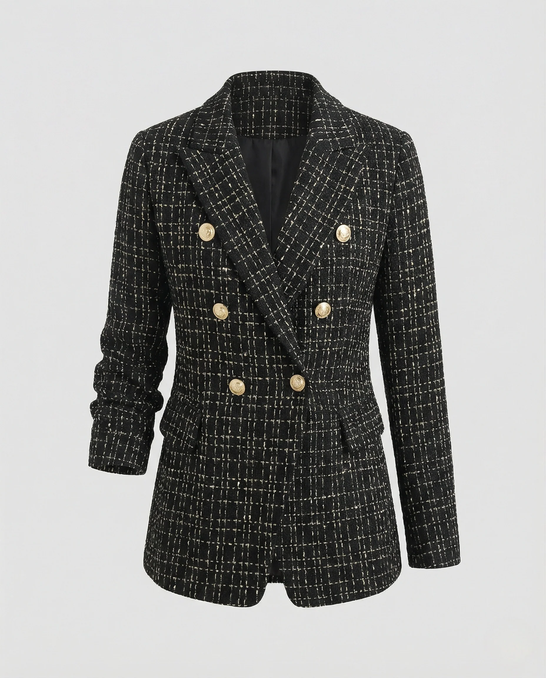 Damen Blazer Bouclé Karo elegant - Image 4