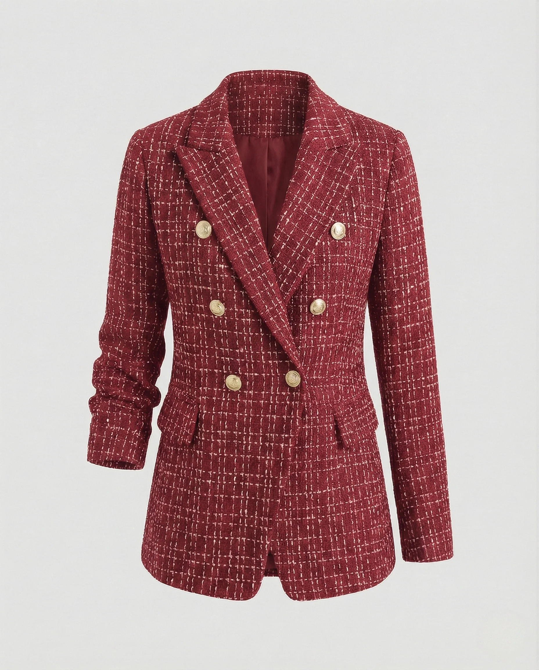 Damen Blazer Bouclé Karo elegant - Image 9