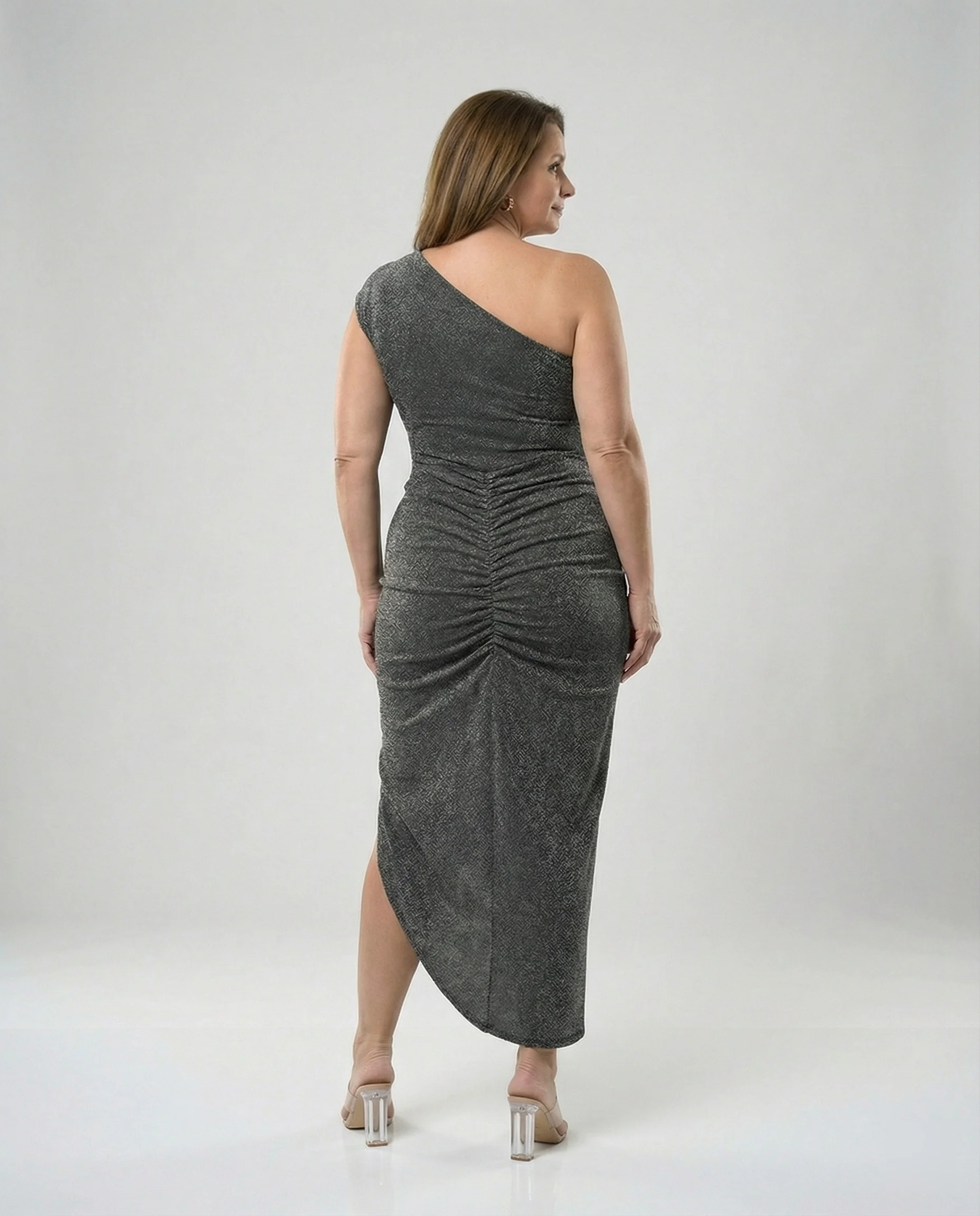 Damen Maxikleid Ein-Schulter mit Schlitz - Image 2