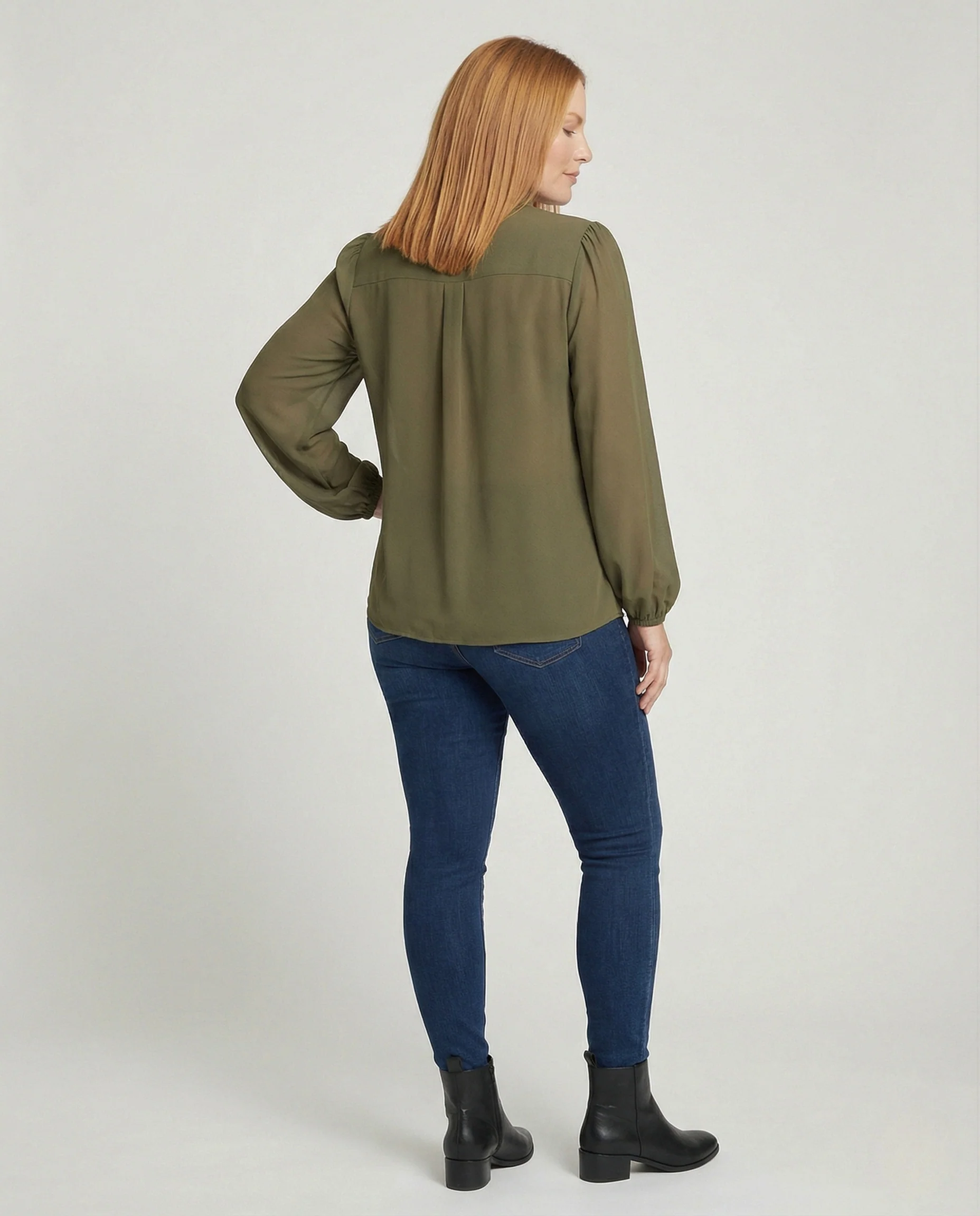 Damen Viskose Hemdbluse mit Stehkragen - Image 4