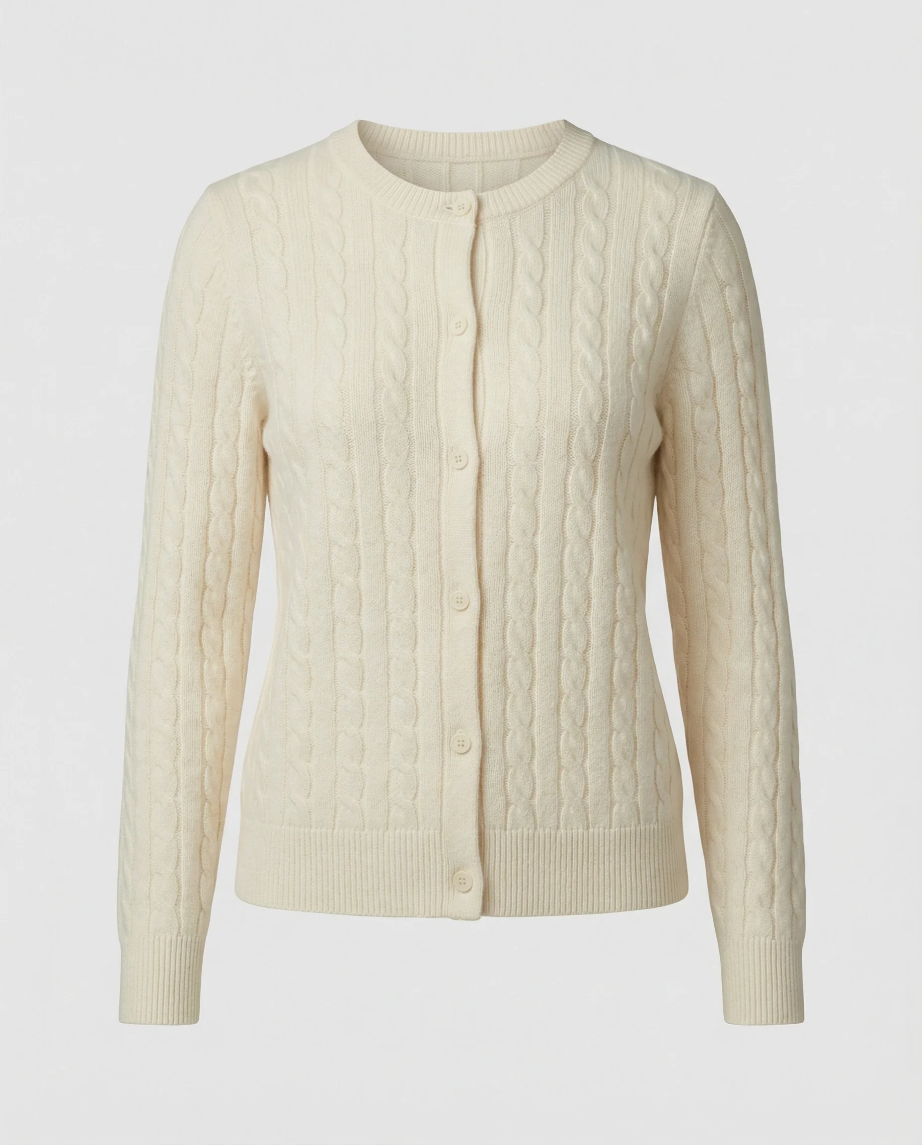 Edler fluffiger Zopfstrick-Cardigan mit Rundhalsausschnitt, feiner Knopfleiste und verlängerten Bündchen Heidi-Mode - Image 5