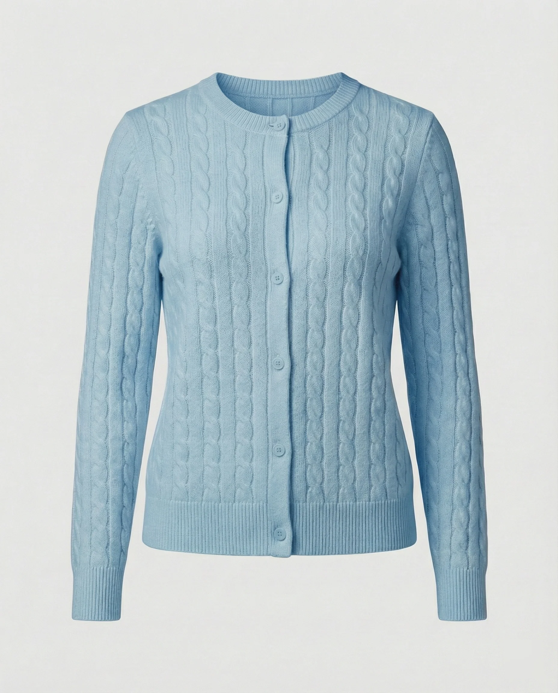 Edler fluffiger Zopfstrick-Cardigan mit Rundhalsausschnitt, feiner Knopfleiste und verlängerten Bündchen Heidi-Mode - Image 8