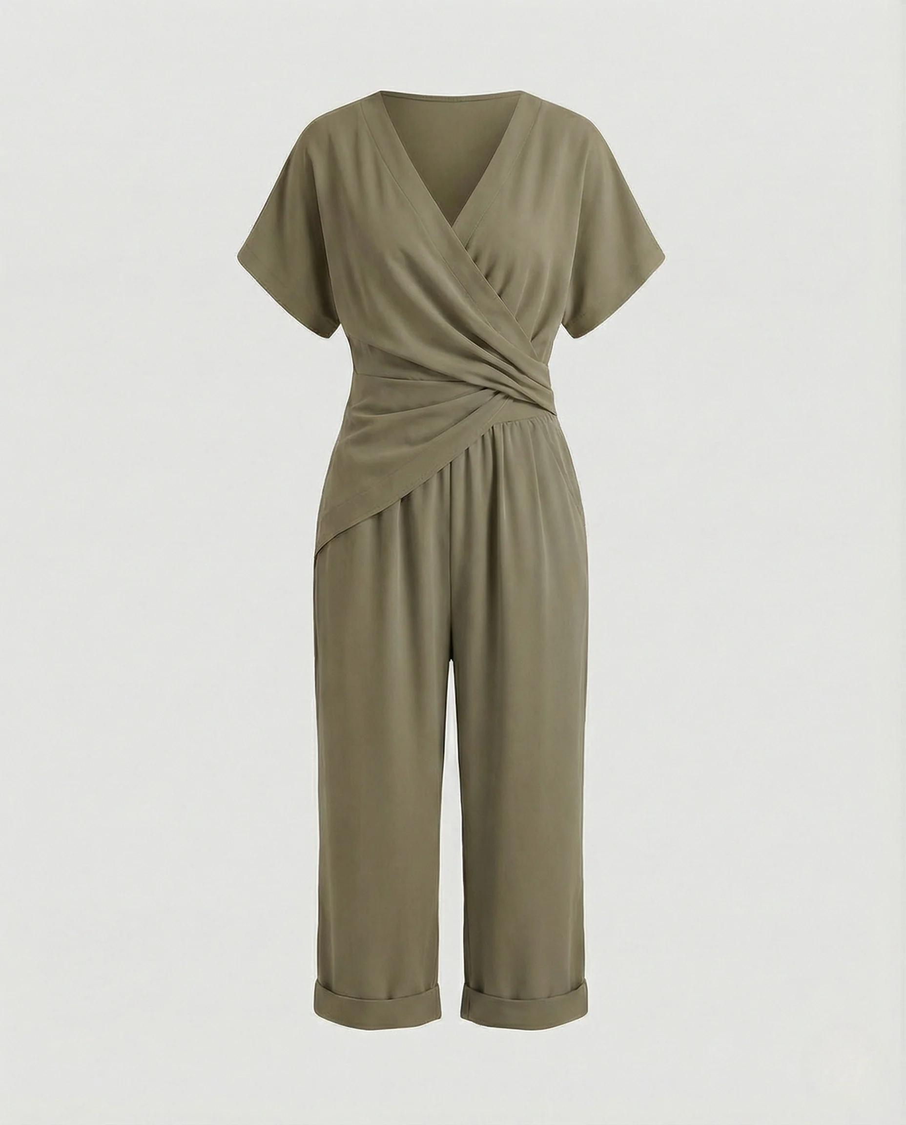 Damen Sommeroverall mit Wickeloberteil und weitem Bein - Image 6