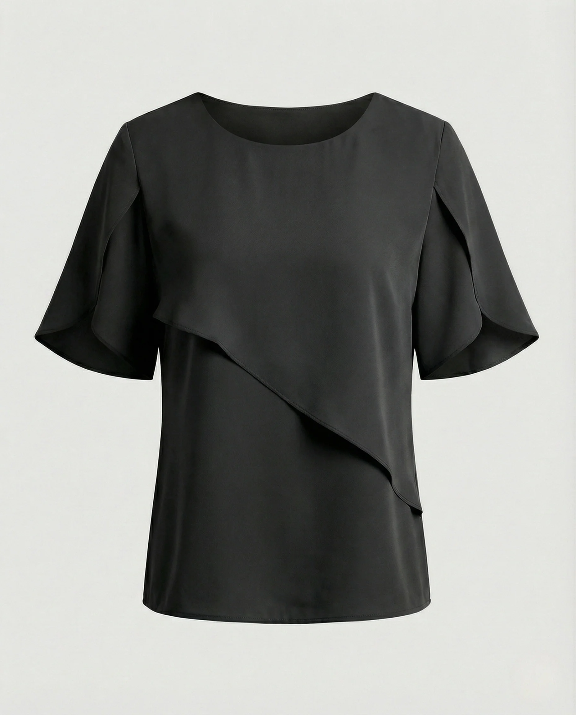 Damen Asymmetrische Chiffonbluse mit Cape Ärmeln - Image 6