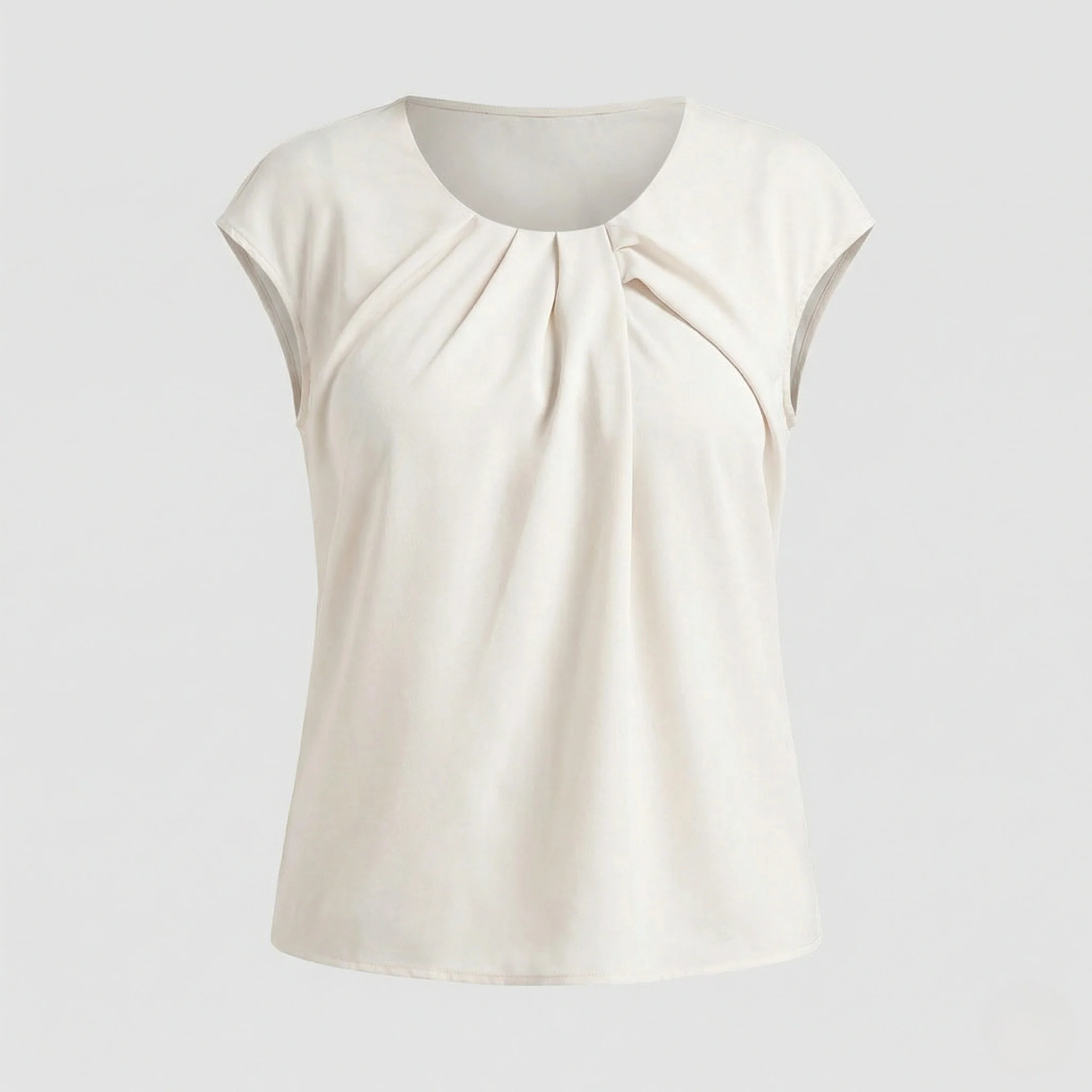 Elegante Kurzarm Bluse Damen Mit Zierfalten - Image 5
